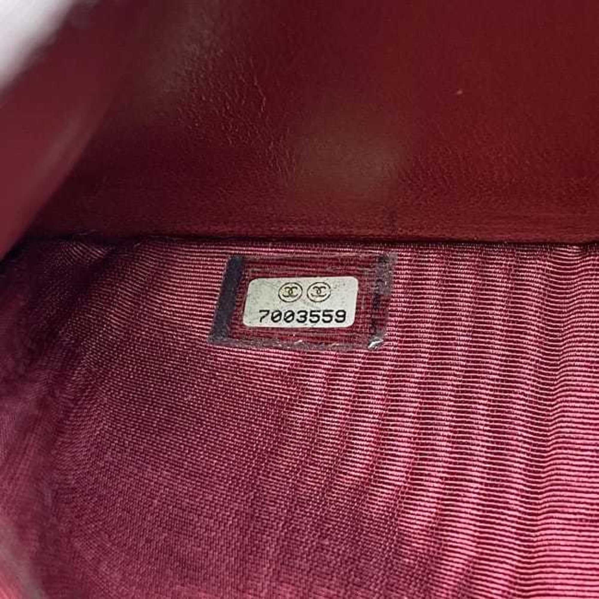 Chanel Red Color Grained Calfskin Leather Wallet (Bi-Fold) (Pre-Owned)