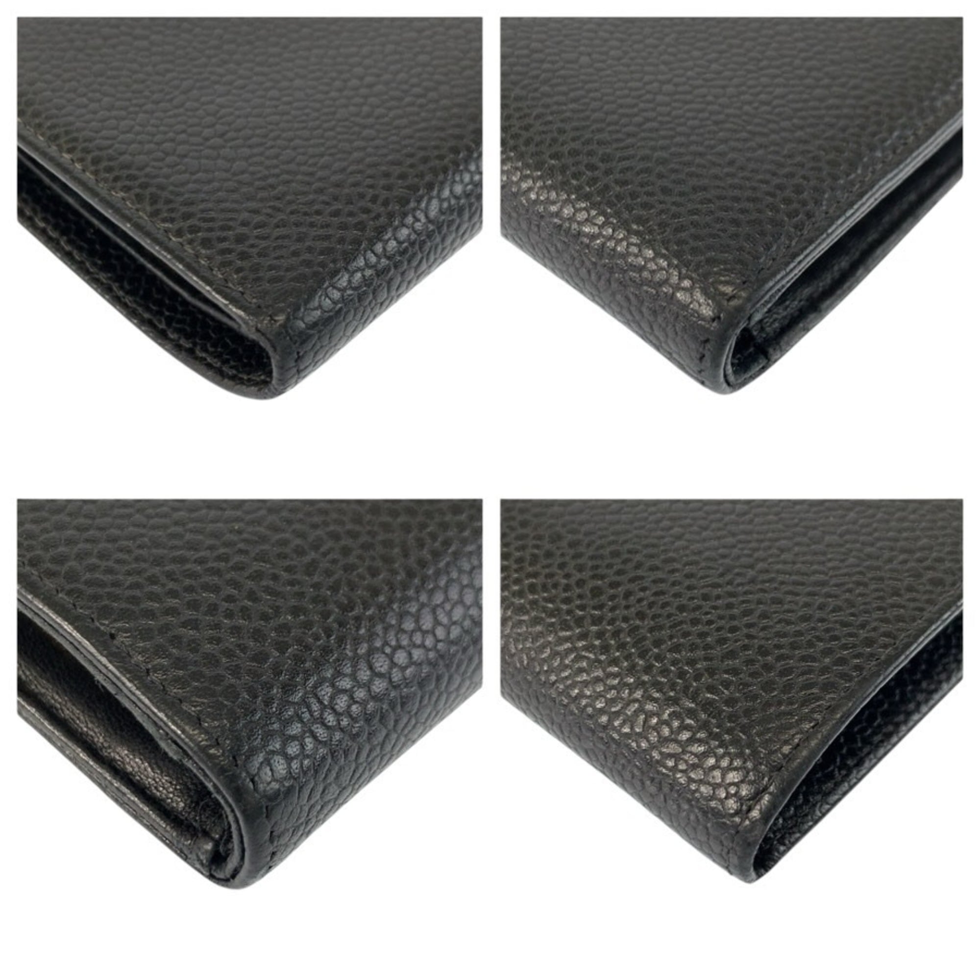 Chanel Black Leather Long Wallet (Bi-Fold) (Pre-Owned)