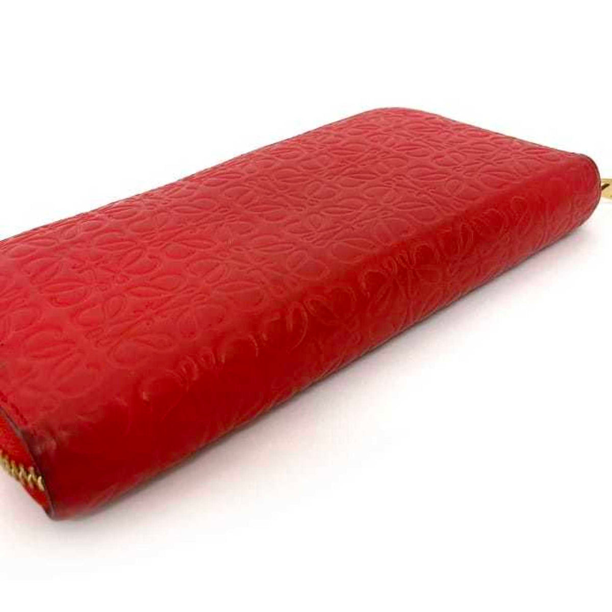 Loewe Repeat Red Color Leather Long Wallet (Bi-Fold) (Pre-Owned)