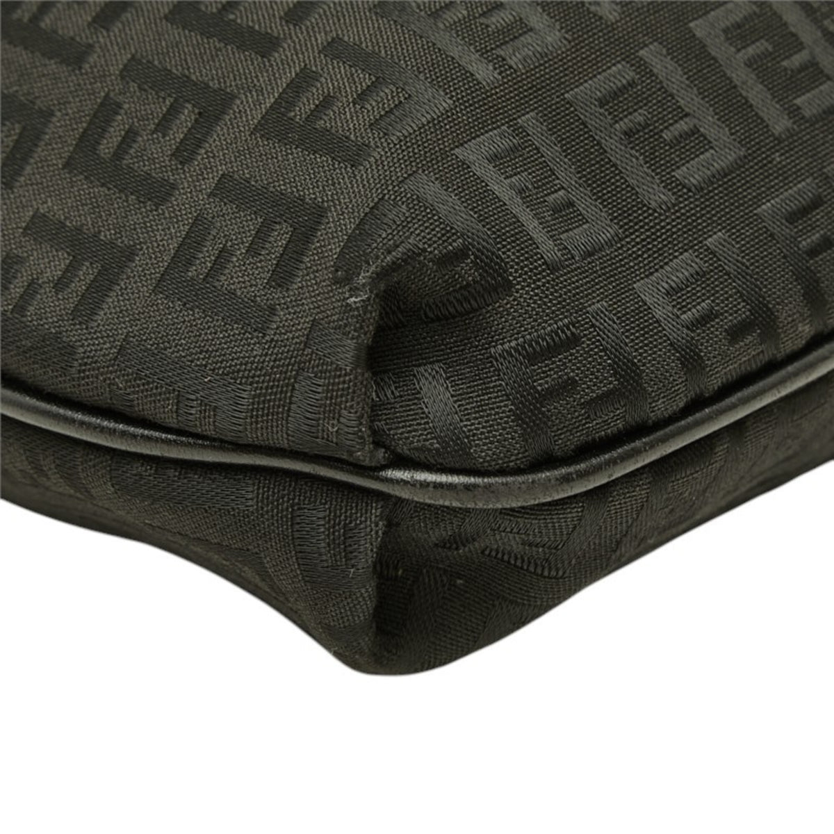 Fendi Black Canvas Leather Jacquard Shoulder Bag (Pre-Owned)