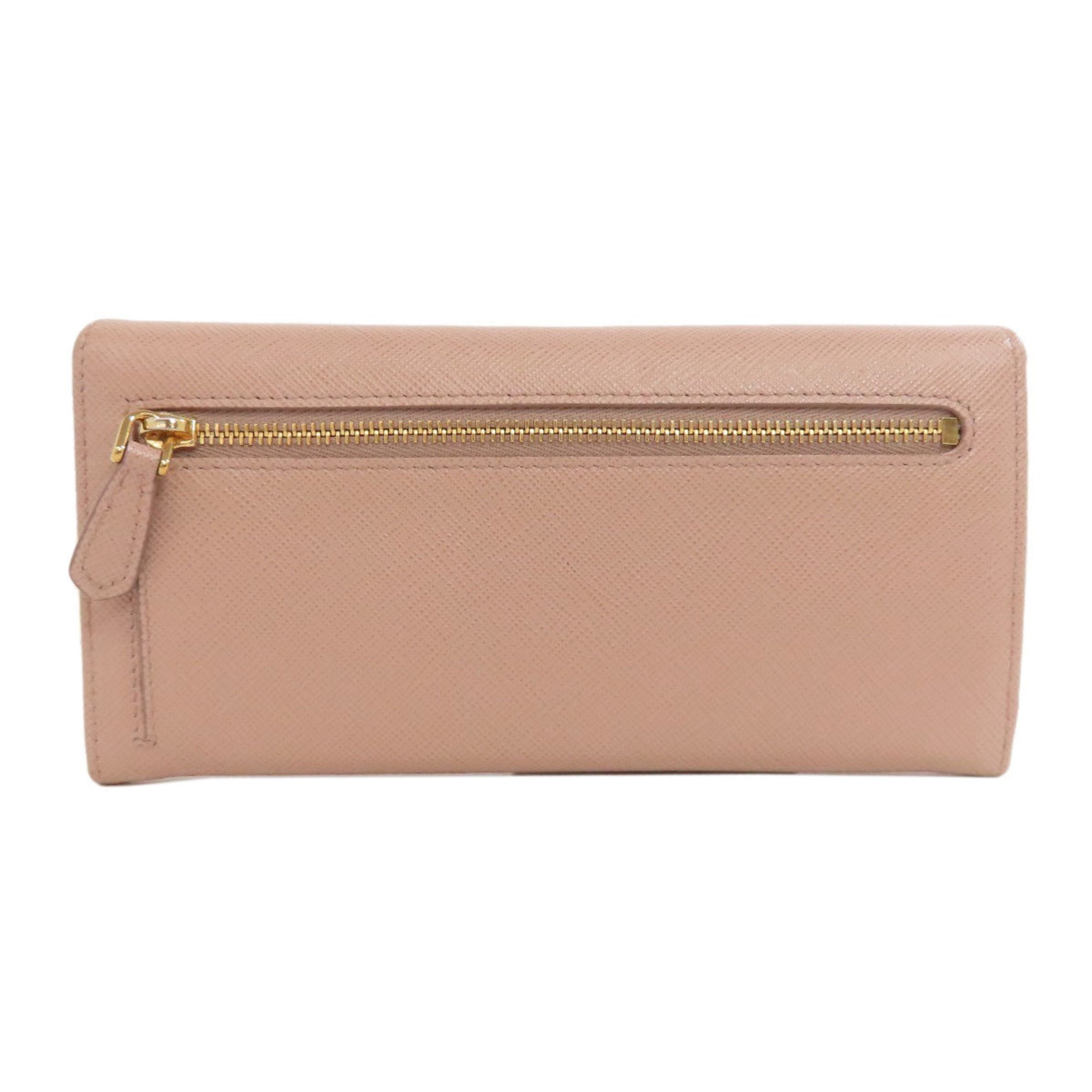 Prada Saffiano Beige Saffiano Long Wallet (Bi-Fold) (Pre-Owned)