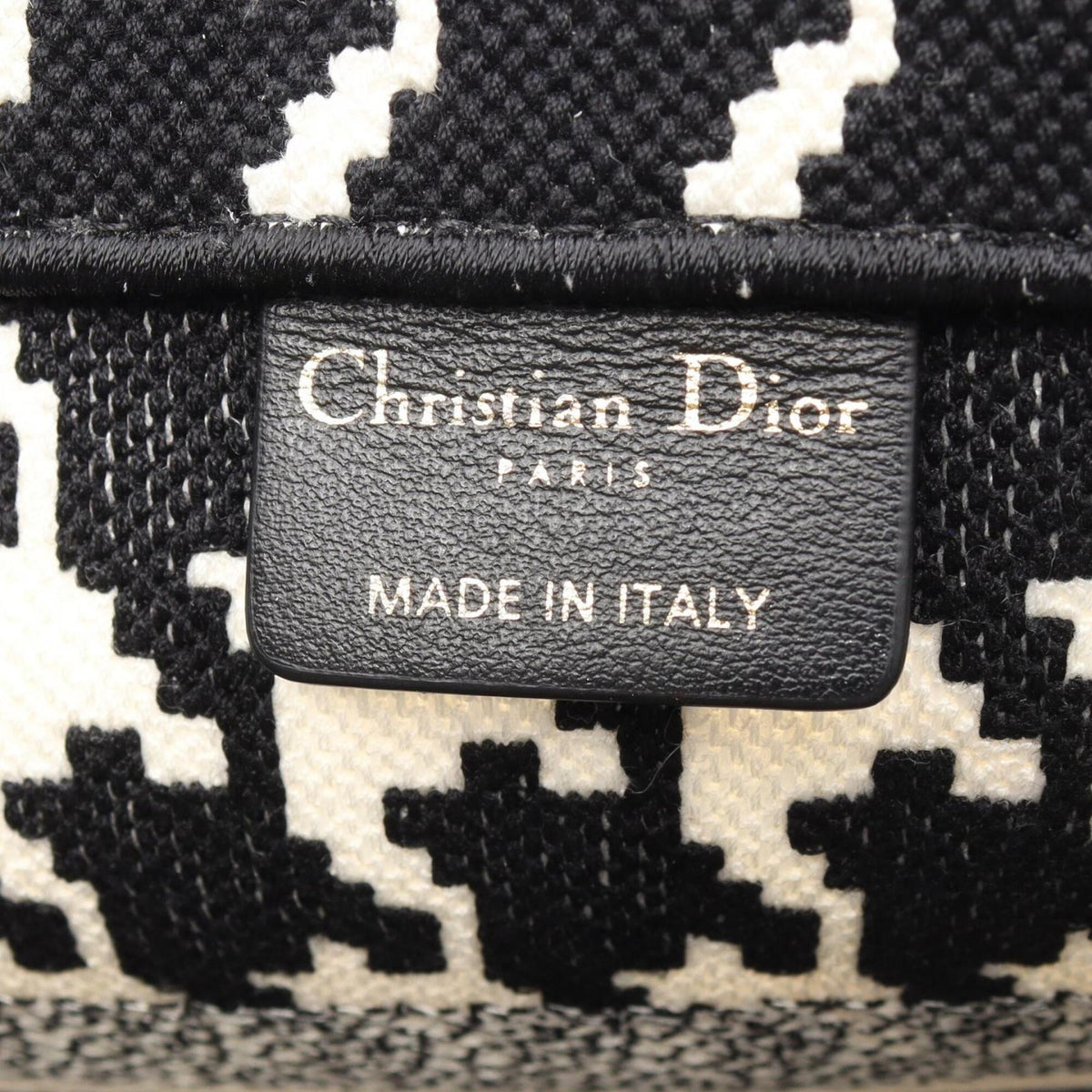 Christian Dior Black White Canvas Handbag Tote Bag (Pre-Owned)
