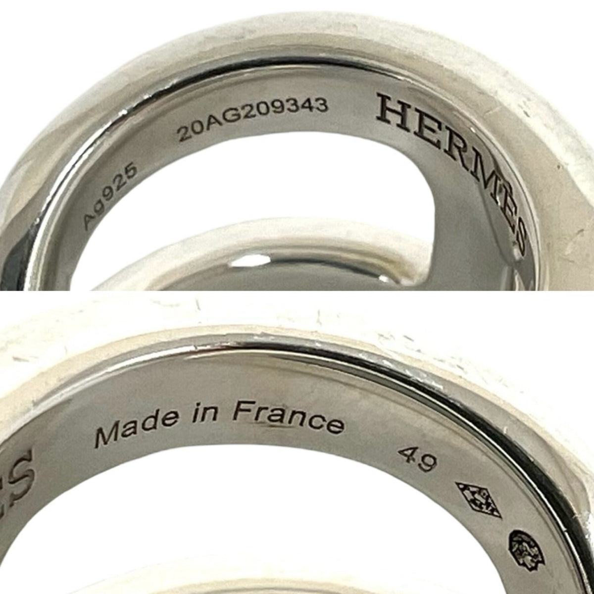 Hermes Silver Silver 925 Band Ring (Pre-Owned)