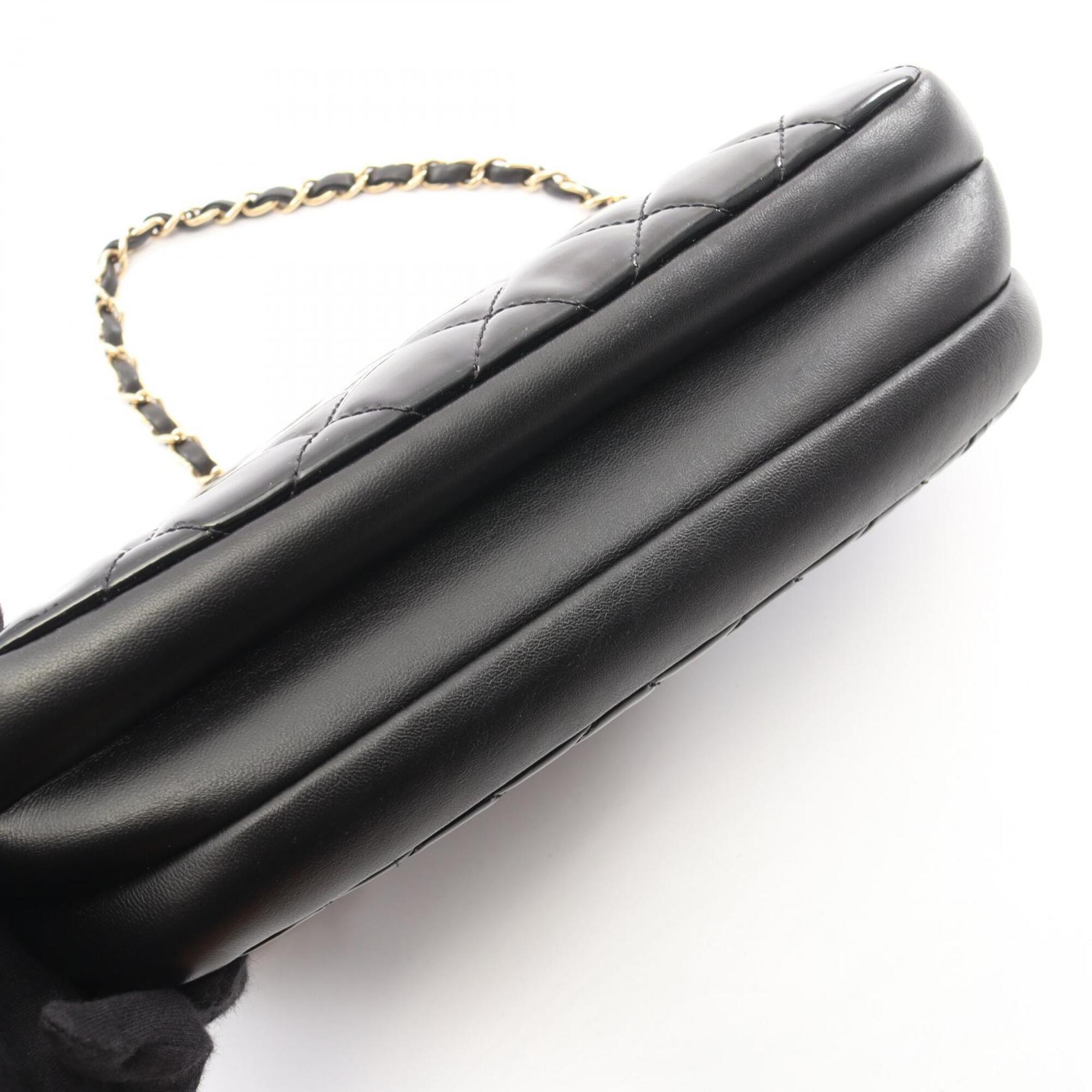 Chanel Black Patent Leather Handbag Shoulder Bag (Pre-Owned)
