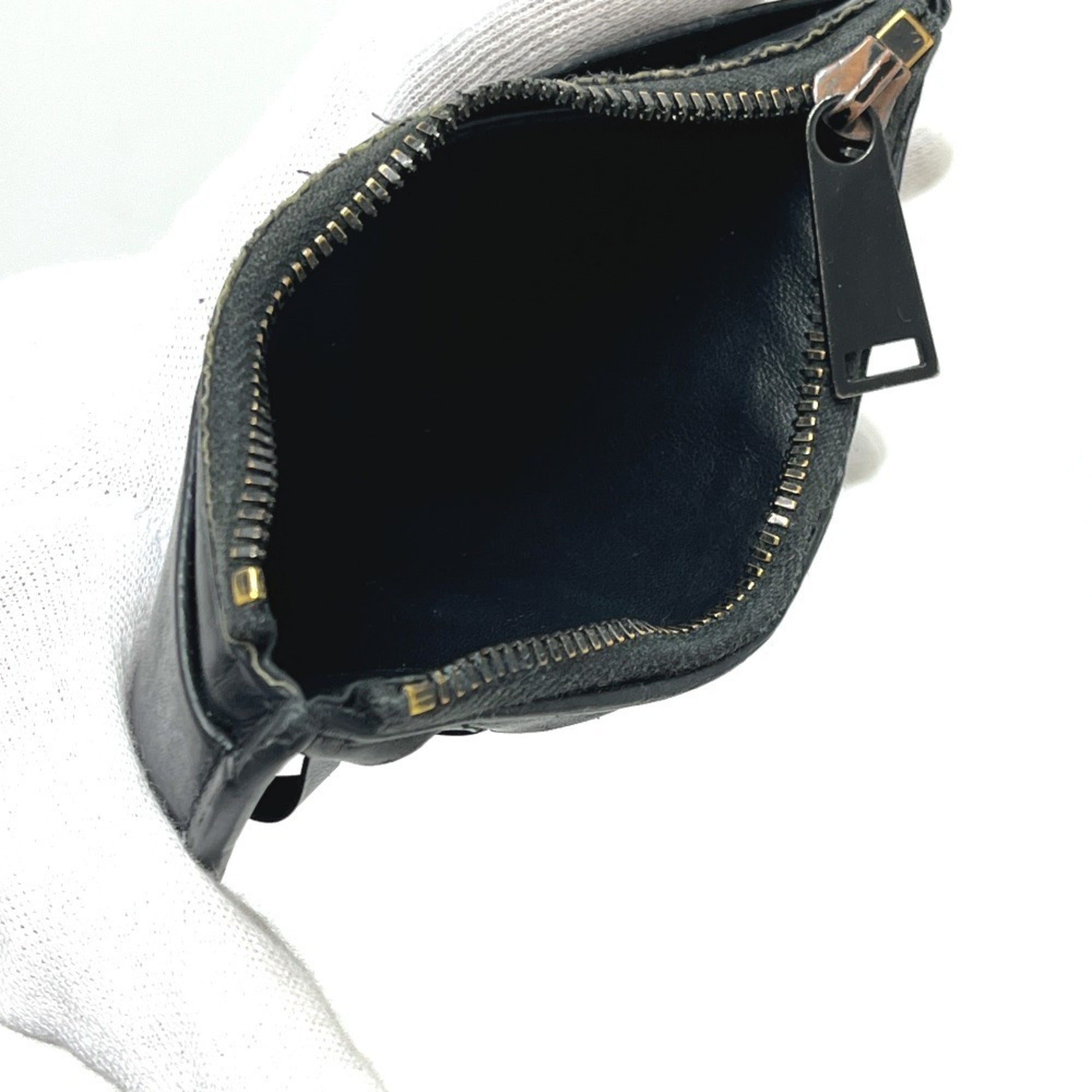 Bottega Veneta Black Intrecciato Leather Coin Purse/Coin Case (Pre-Owned)