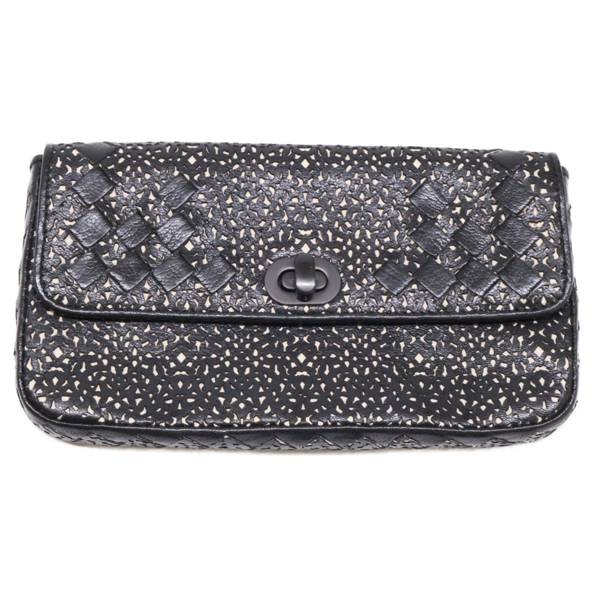 Bottega Veneta Black Leather Clutch Bag (Pre-Owned)