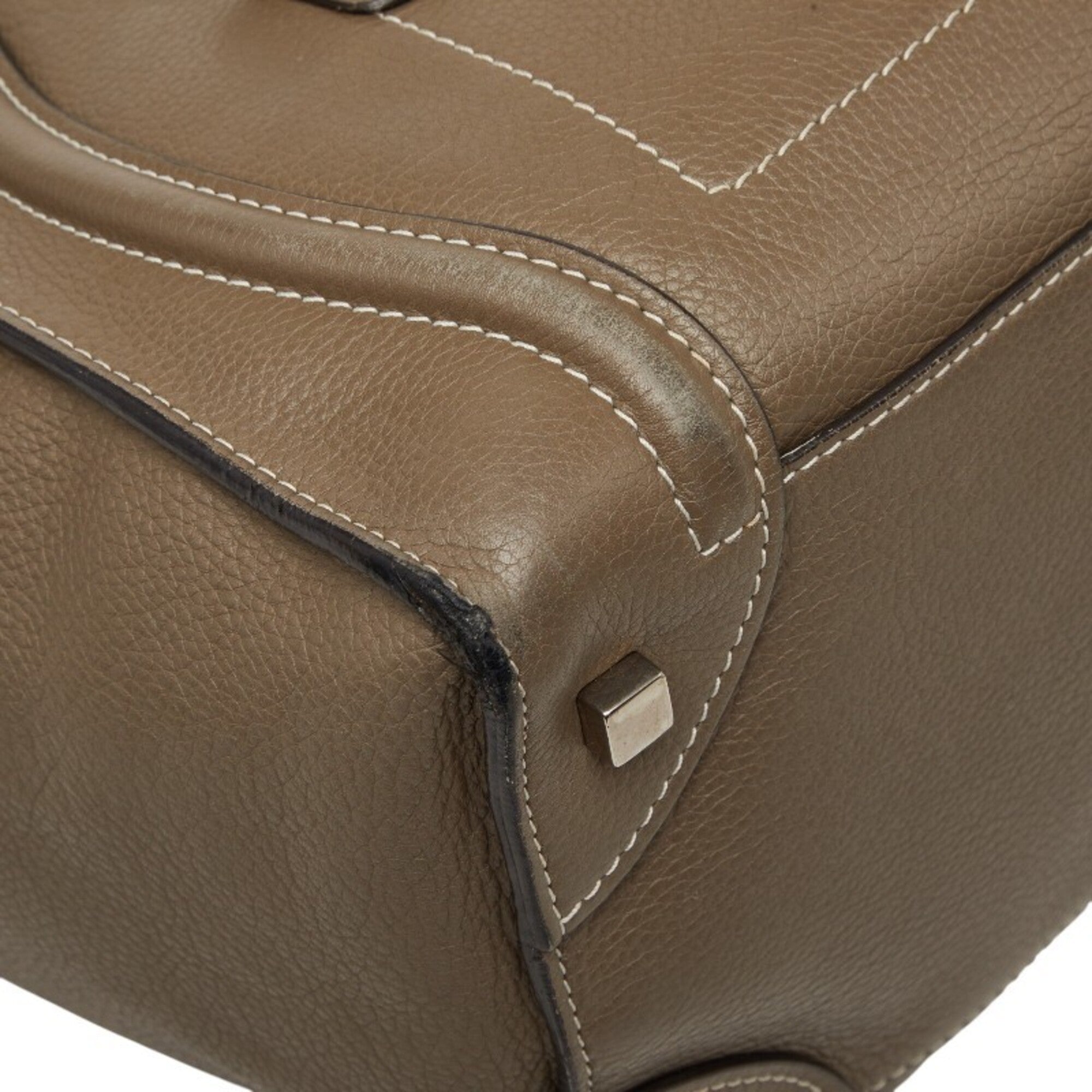 Celine Grayish Leather Handbag Tote Bag (Pre-Owned)