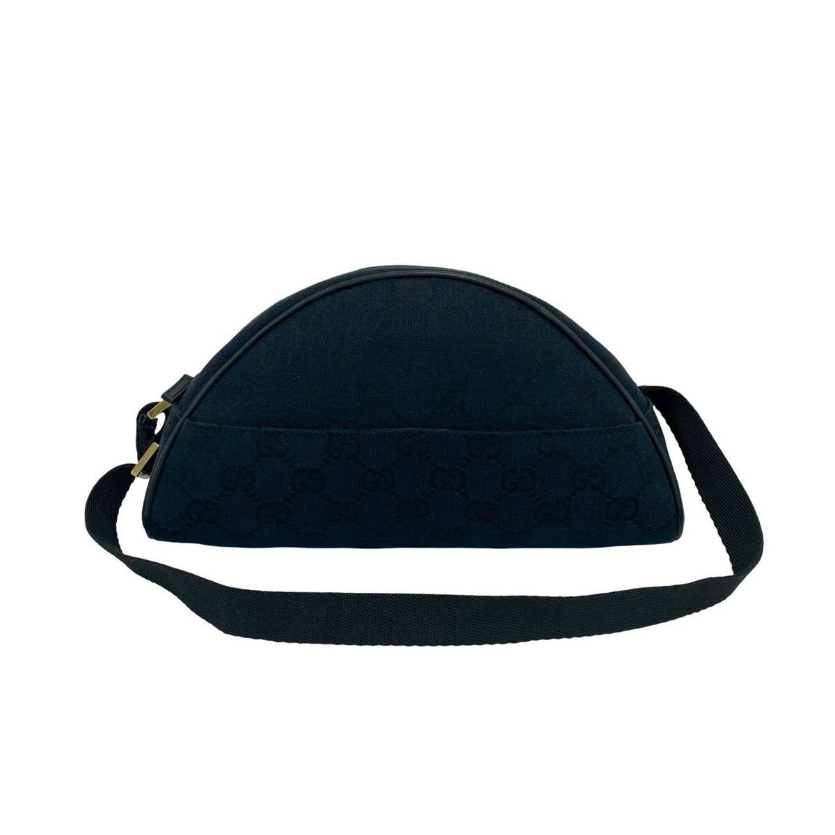 Gucci Black Navy Canvas Leather Handbag Pouch Shoulder Bag (Pre-Owned)