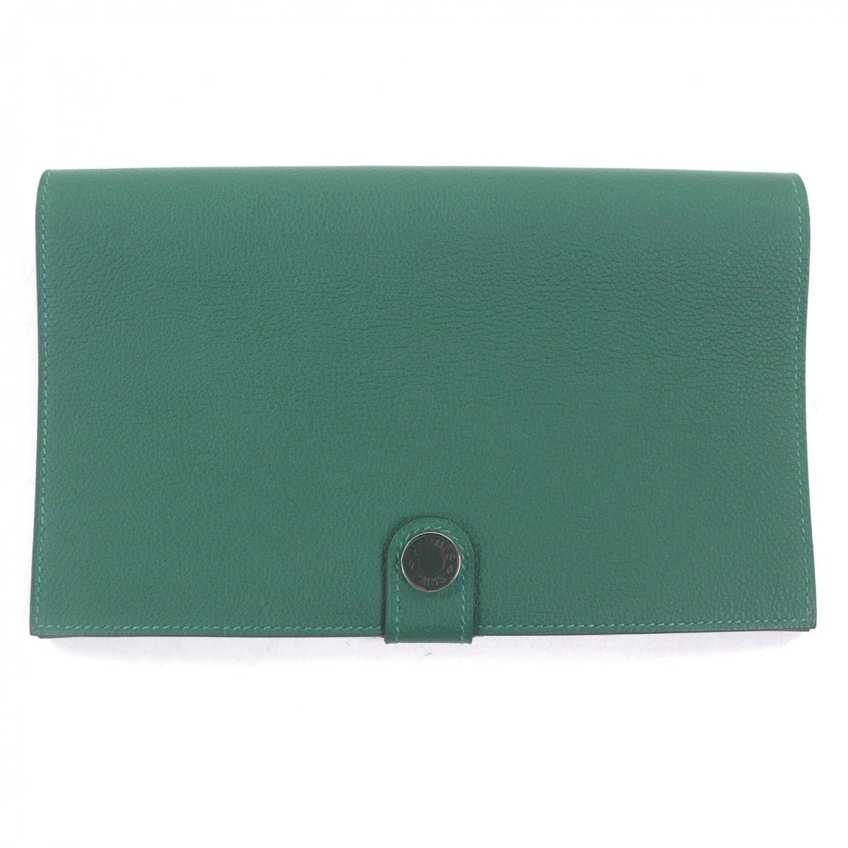 Hermes Vert Fonce Evercalf Leather Long Bill Wallet (Bi-Fold) (Pre-Owned)