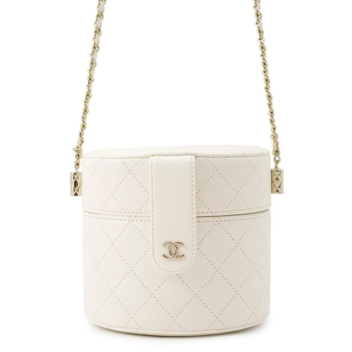 Chanel Champagne Gold White Handbag Shoulder Bag (Pre-Owned)