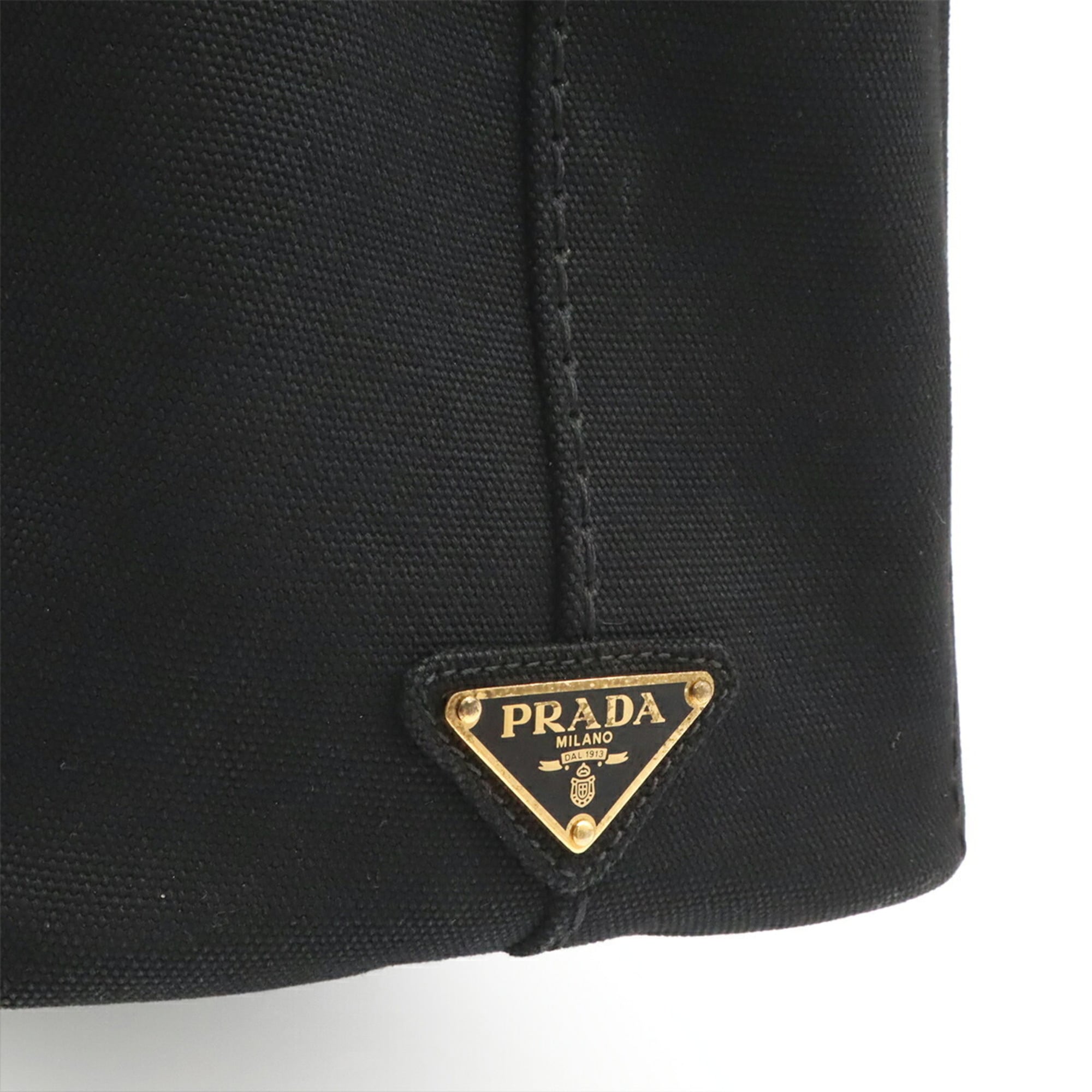 Prada Black Nero Canvas Handbag Shoulder Bag Tote Bag (Pre-Owned)