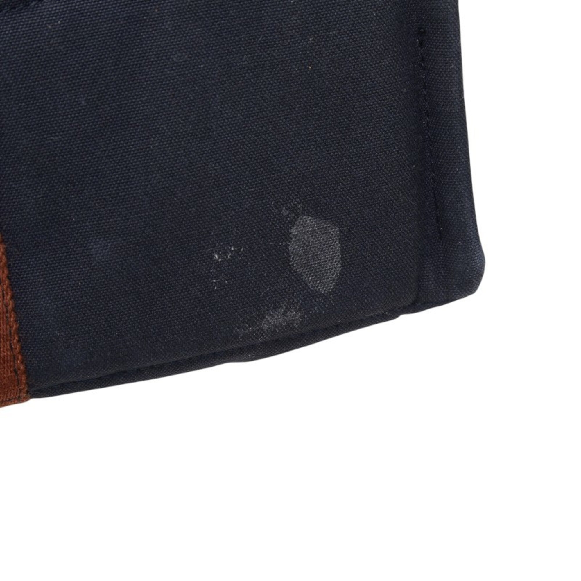 Hermes Brown Navy Cotton Handbag Tote Bag (Pre-Owned)
