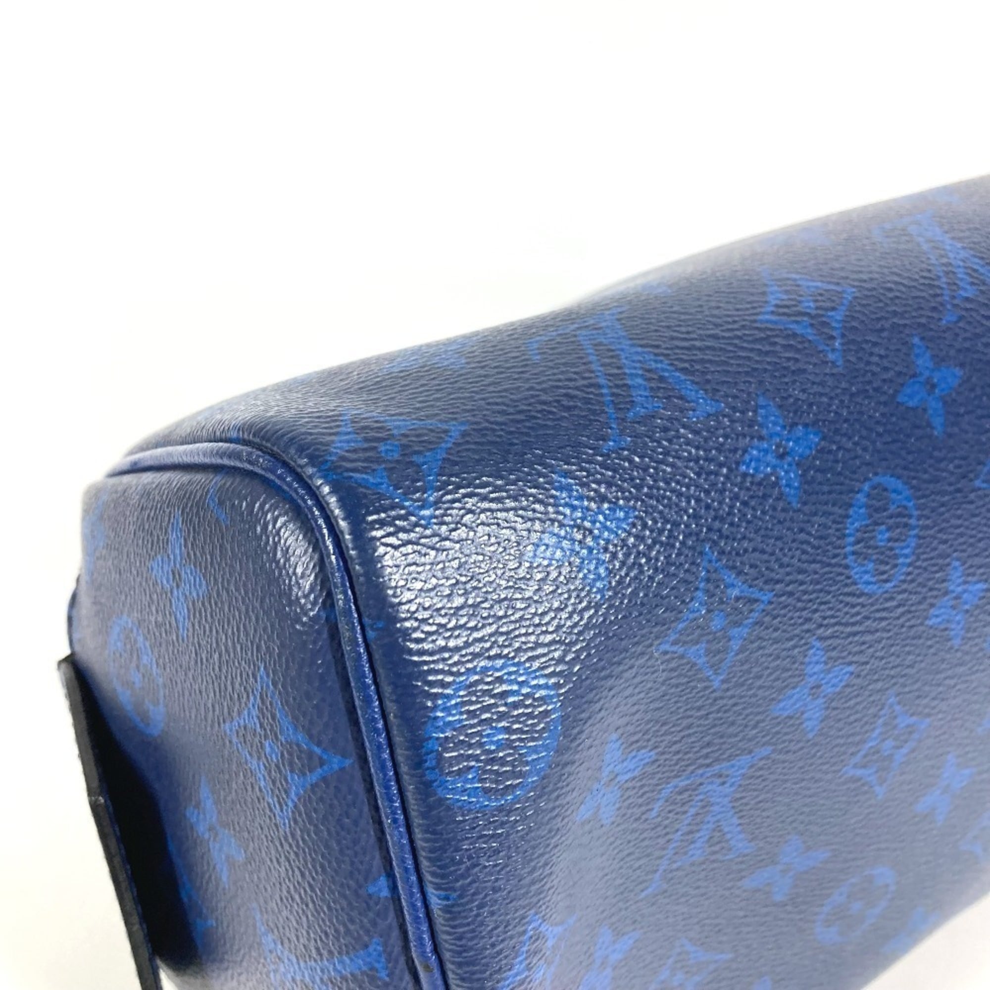 Louis Vuitton Blue Taiga Leather Monogram Canvas Leather Clutch Bag Handbag Pouch (Pre-Owned)