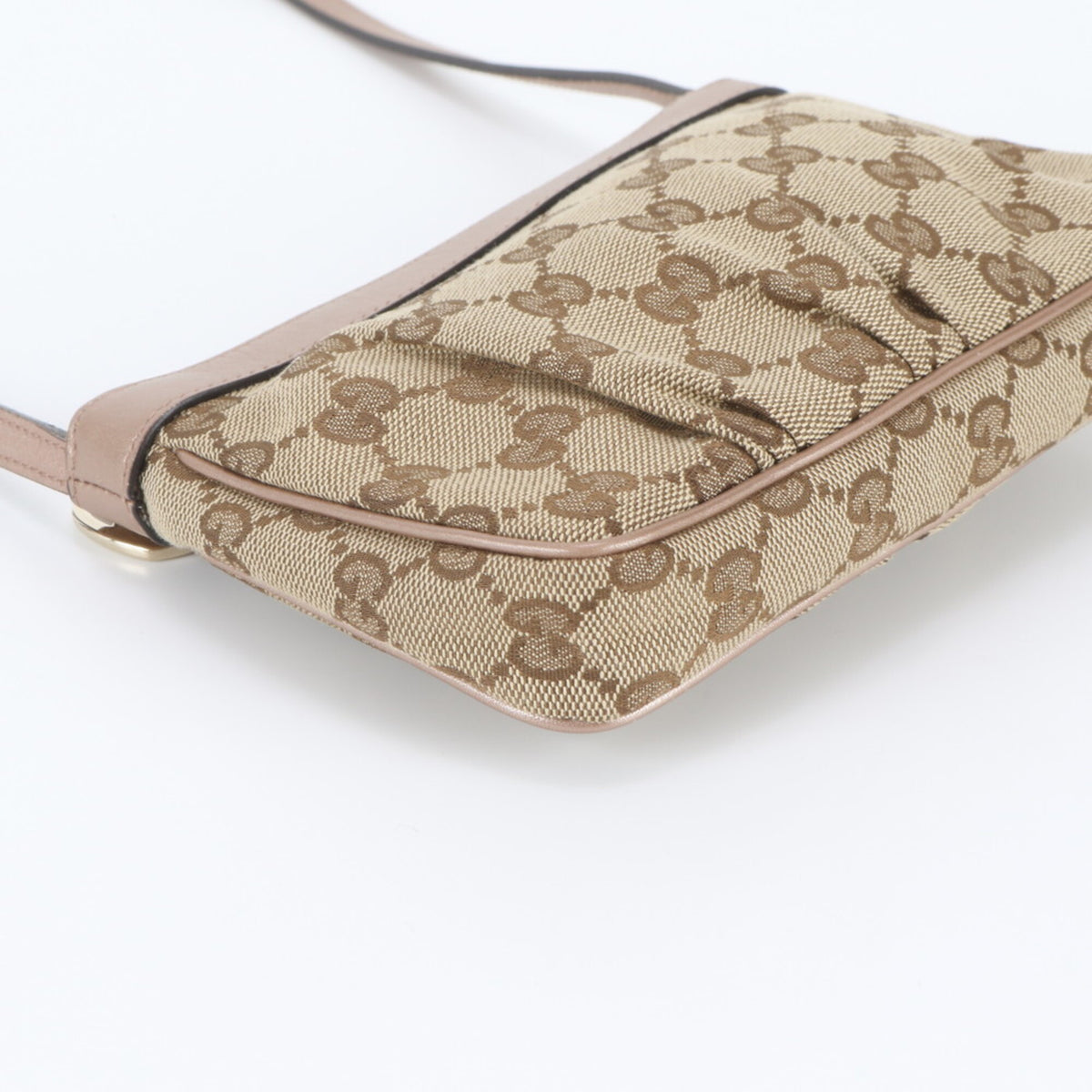 Gucci Beige Leather Canvas Crossbody Bag Shoulder Bag (Pre-Owned)