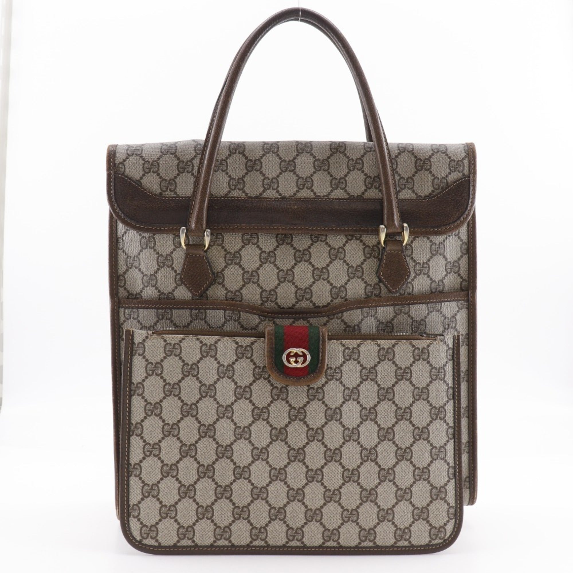 Gucci Sherry Line Brown Pvc Handbag (Pre-Owned)