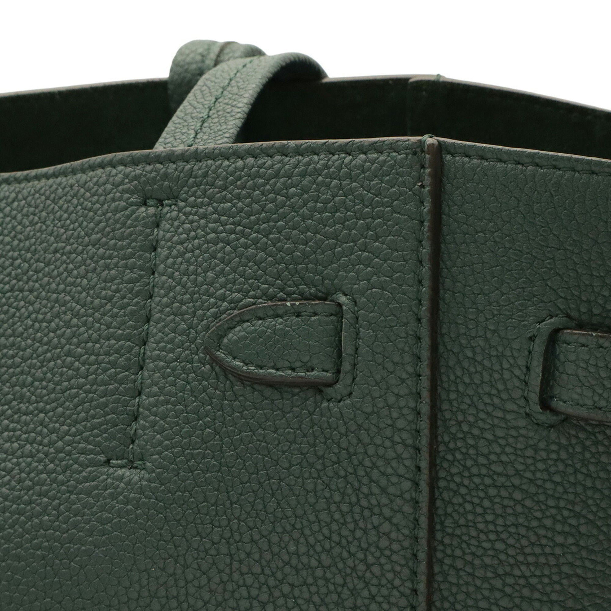 Celine Cabas Dark Green Leather Shoulder Bag Tote Bag (Pre-Owned)