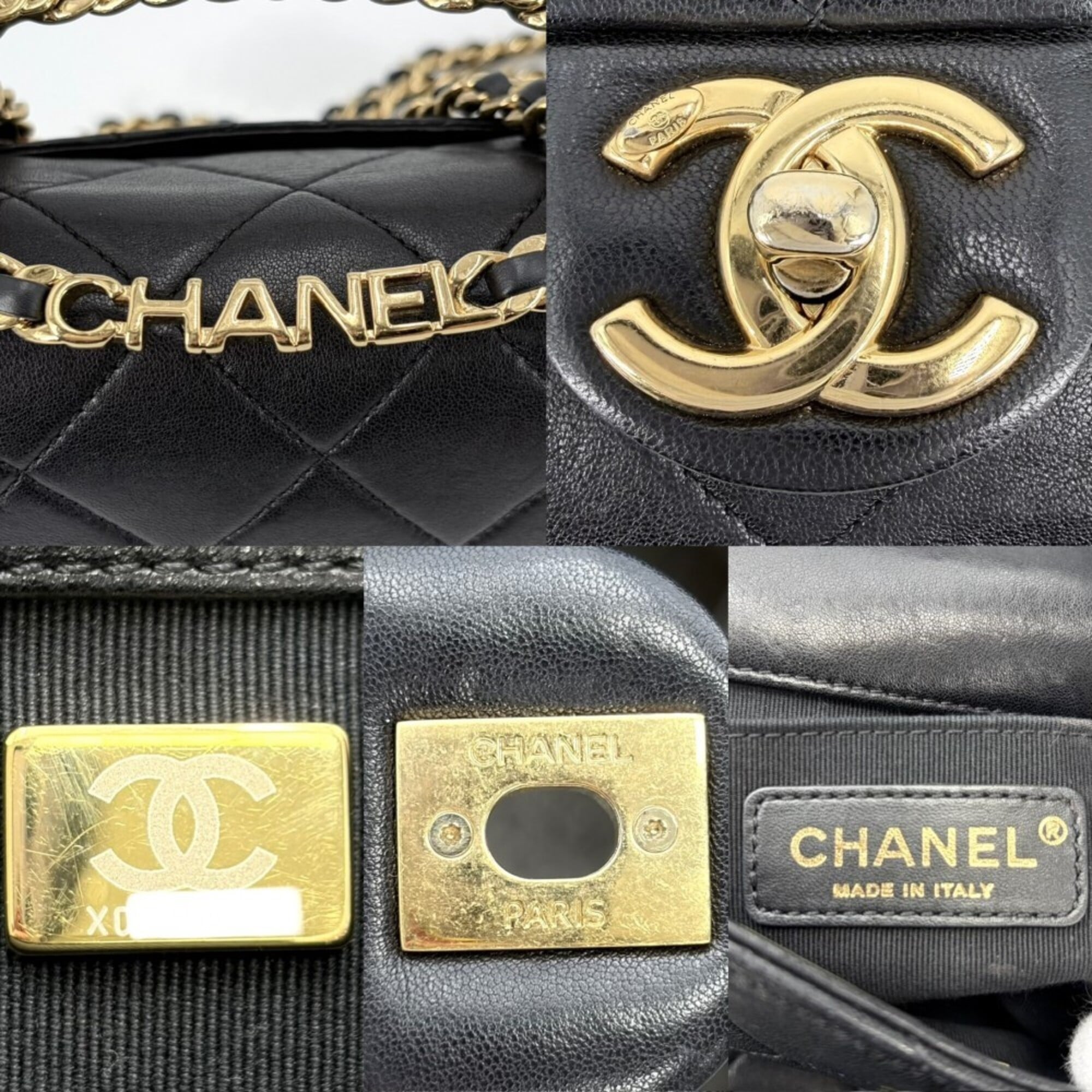Chanel Black White Leather Shoulder Bag (Pre-Owned)