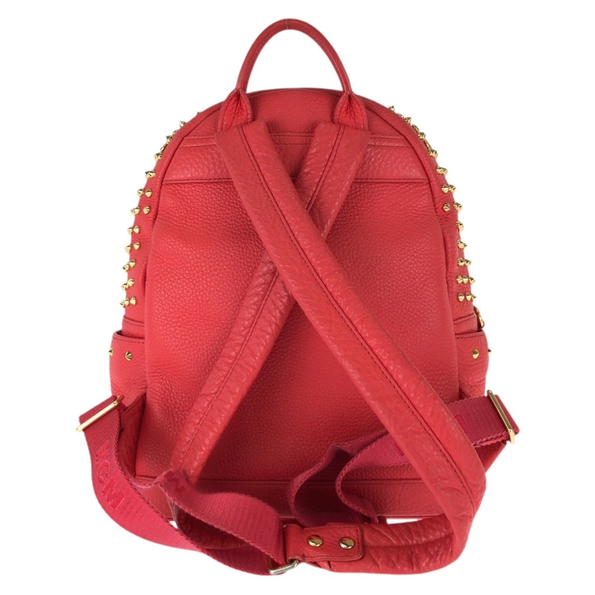 Mcm Red Color Leather Rhinestone Backpack (Pre-Owned)