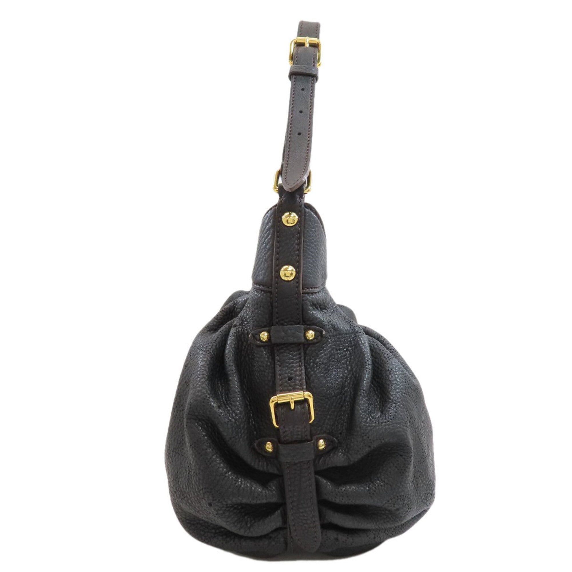 Louis Vuitton Mahina Black Mahina Leather Shoulder Bag (Pre-Owned)