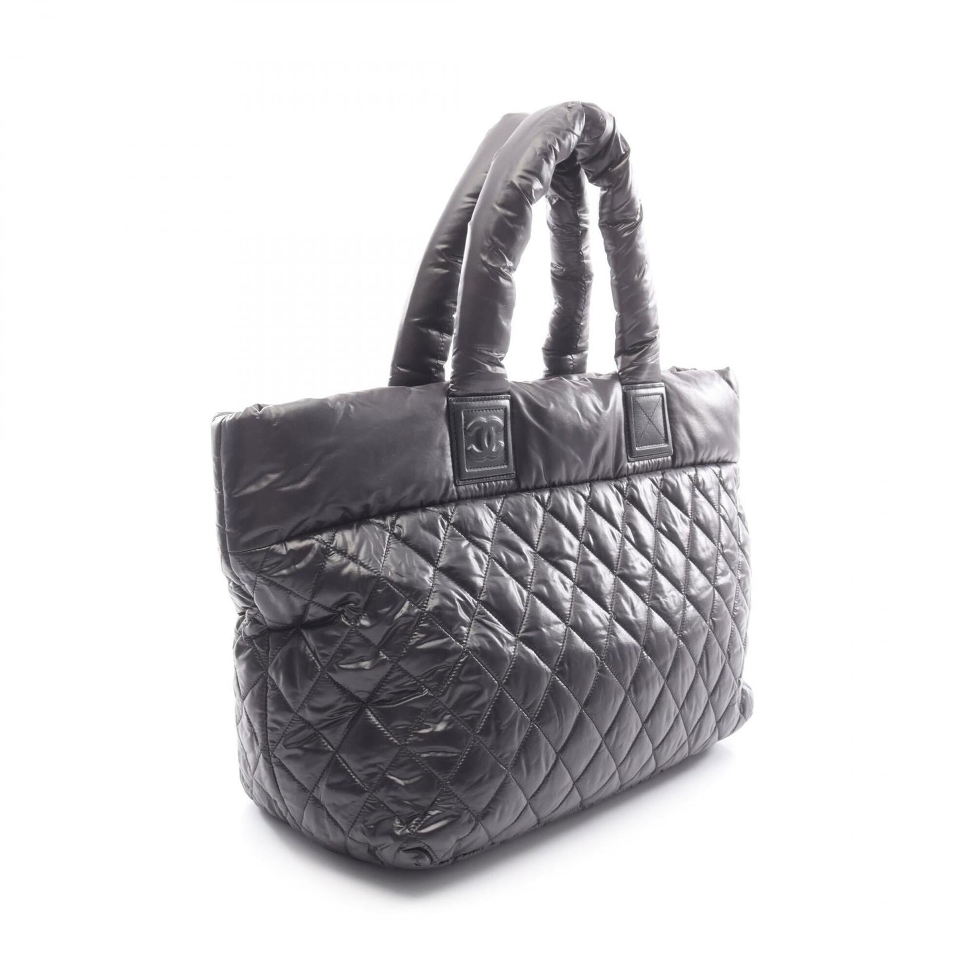 Chanel Black Nylon Leather Handbag Tote Bag (Pre-Owned)