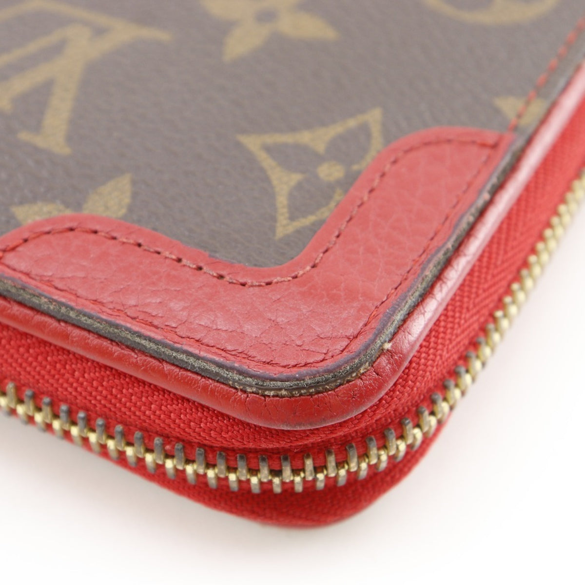 Louis Vuitton Brown Cerise Red Color Monogram Canvas Long Wallet (Bi-Fold) (Pre-Owned)