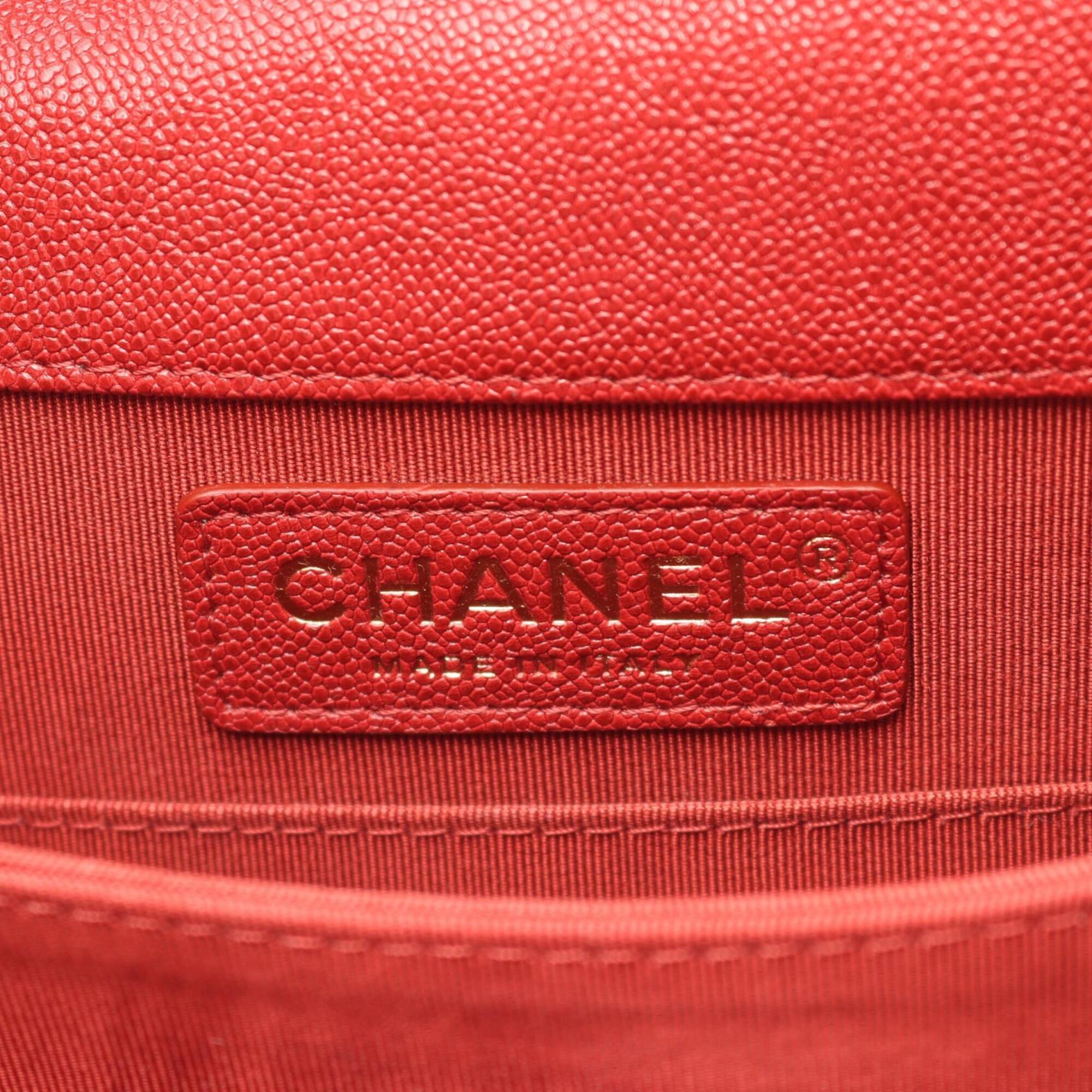 Chanel Matelasse Red Color Leather Handbag Shoulder Bag (Pre-Owned)