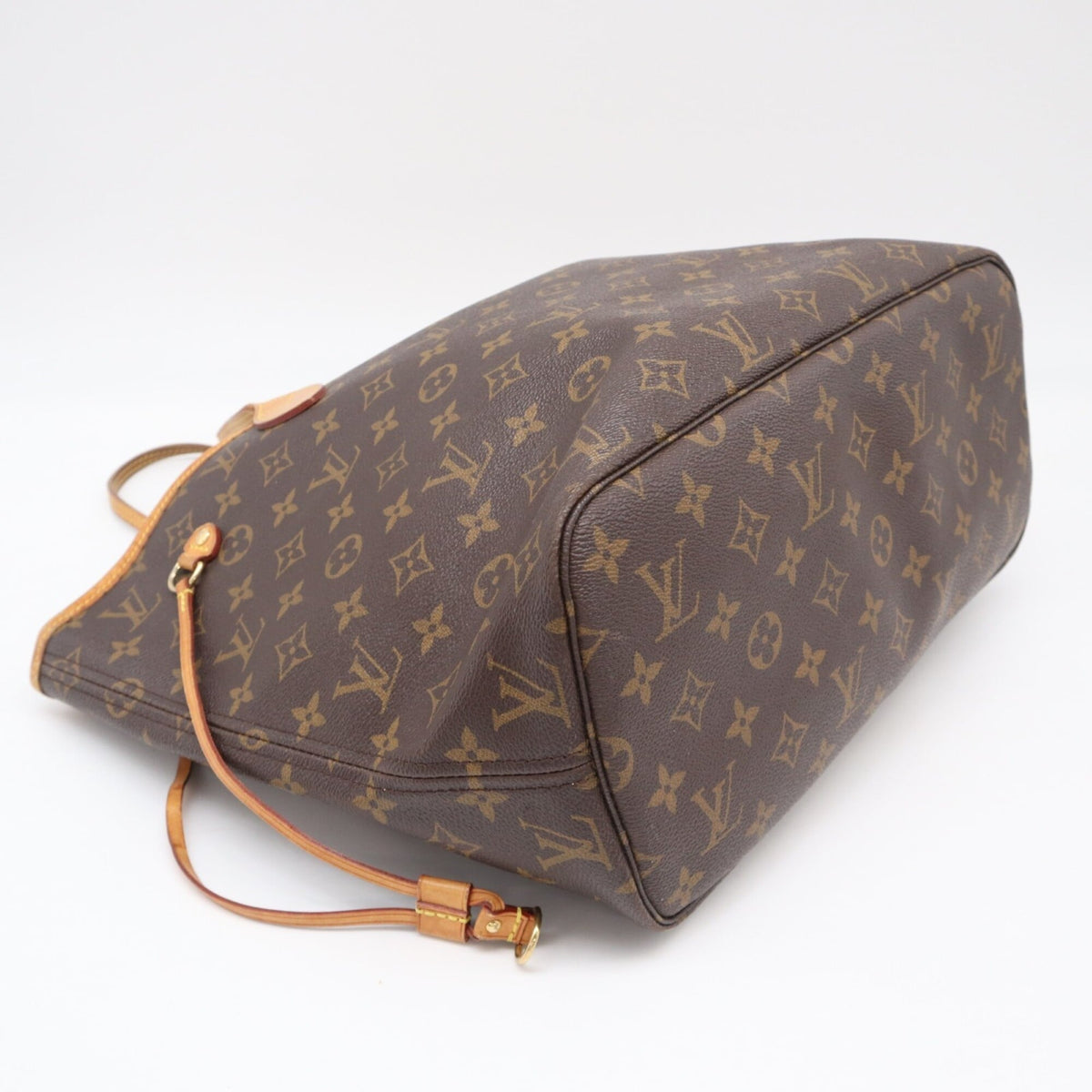 Louis Vuitton Beige Brown Monogram Coated Canvas Leather Handbag Pouch (Pre-Owned)