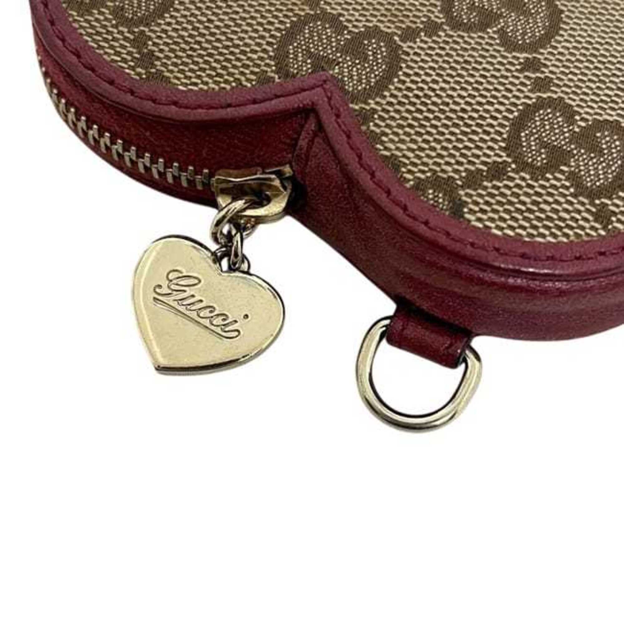 Gucci Beige Bordeaux Gg Canvas Leather Coin Purse/Coin Case (Pre-Owned)