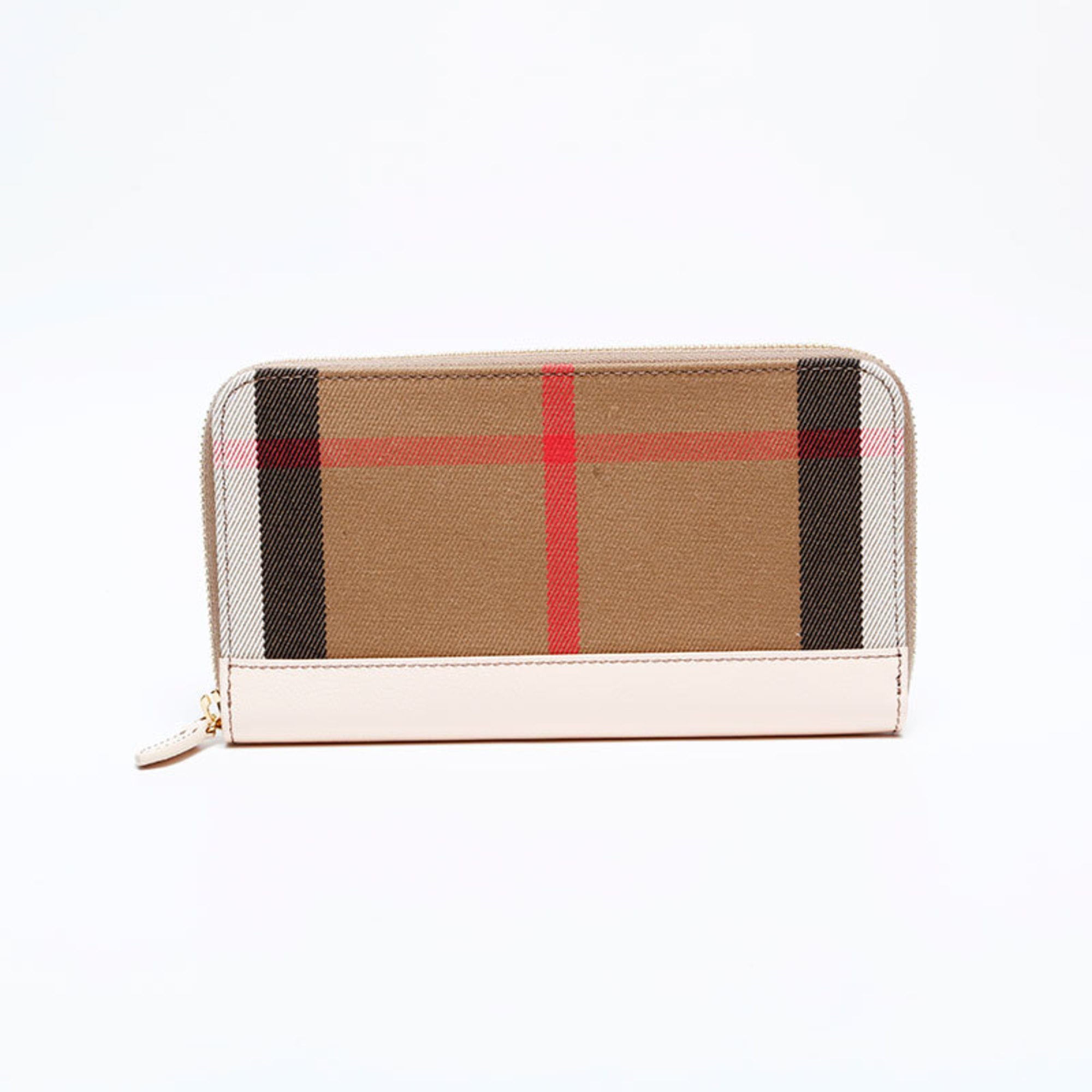 Burberry Beige Canvas Leather Long Wallet (Bi-Fold) (Pre-Owned)