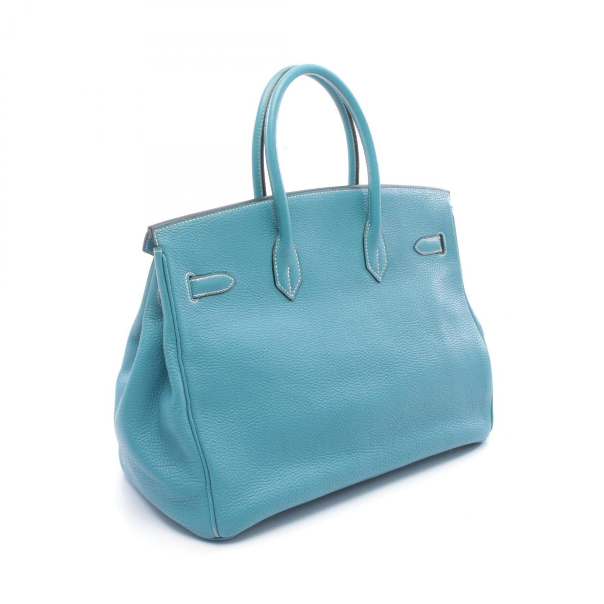 Hermes Blue Leather Handbag (Pre-Owned)