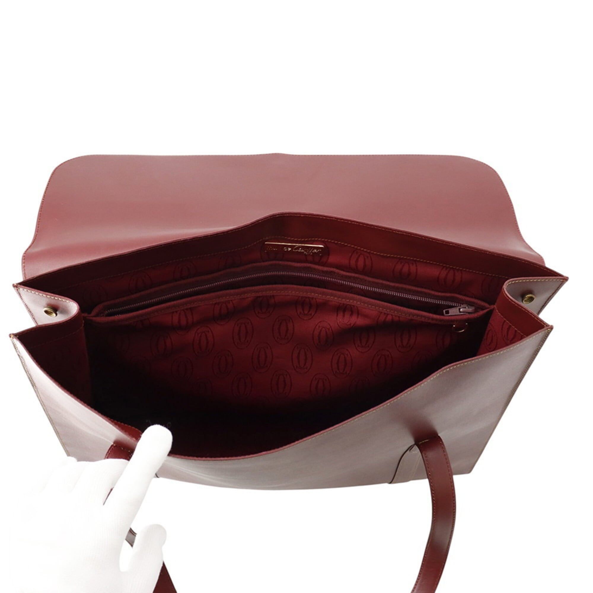 Cartier Must Bordeaux Leather Handbag Tote Bag (Pre-Owned)