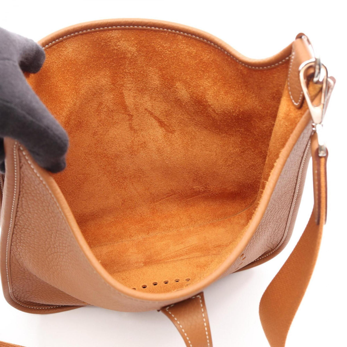 Hermes Brown Gold Taurillon Clemence Leather Leather Handbag Shoulder Bag (Pre-Owned)