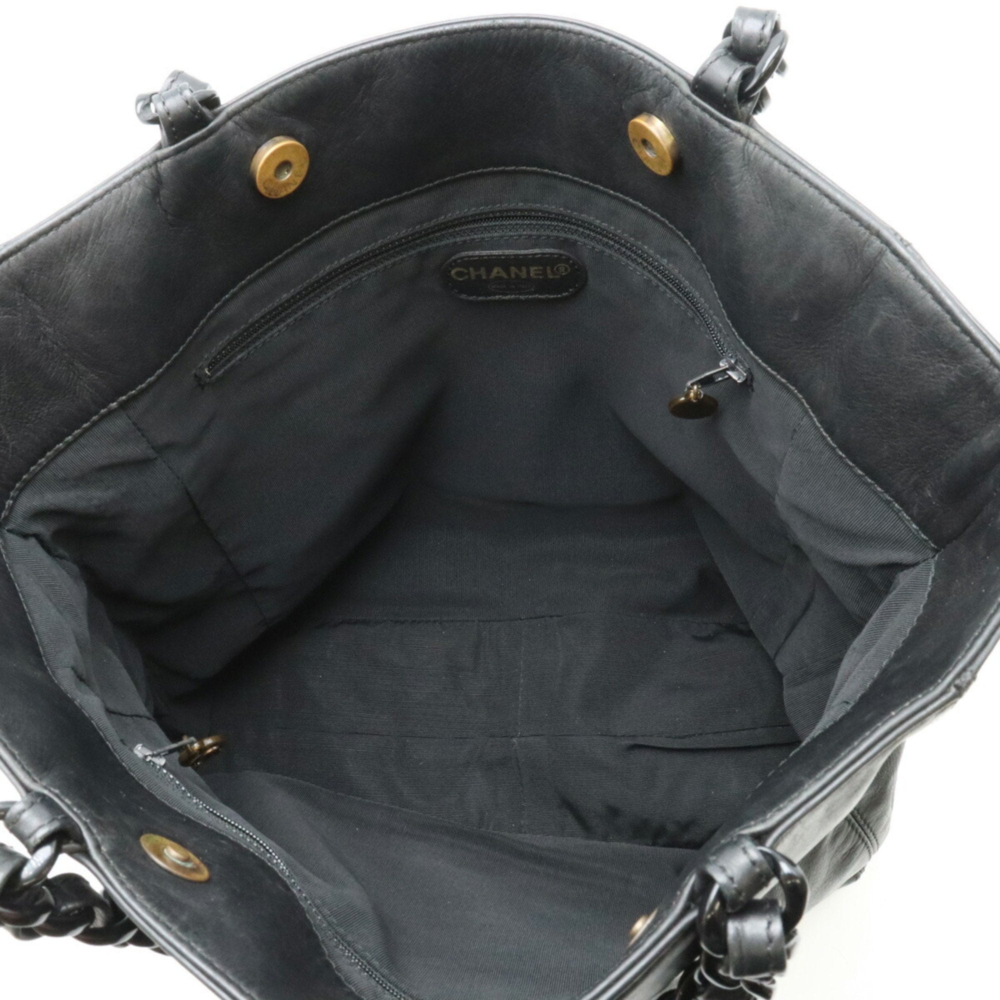 Chanel Black Plastic Leather Tote Bag (Pre-Owned)