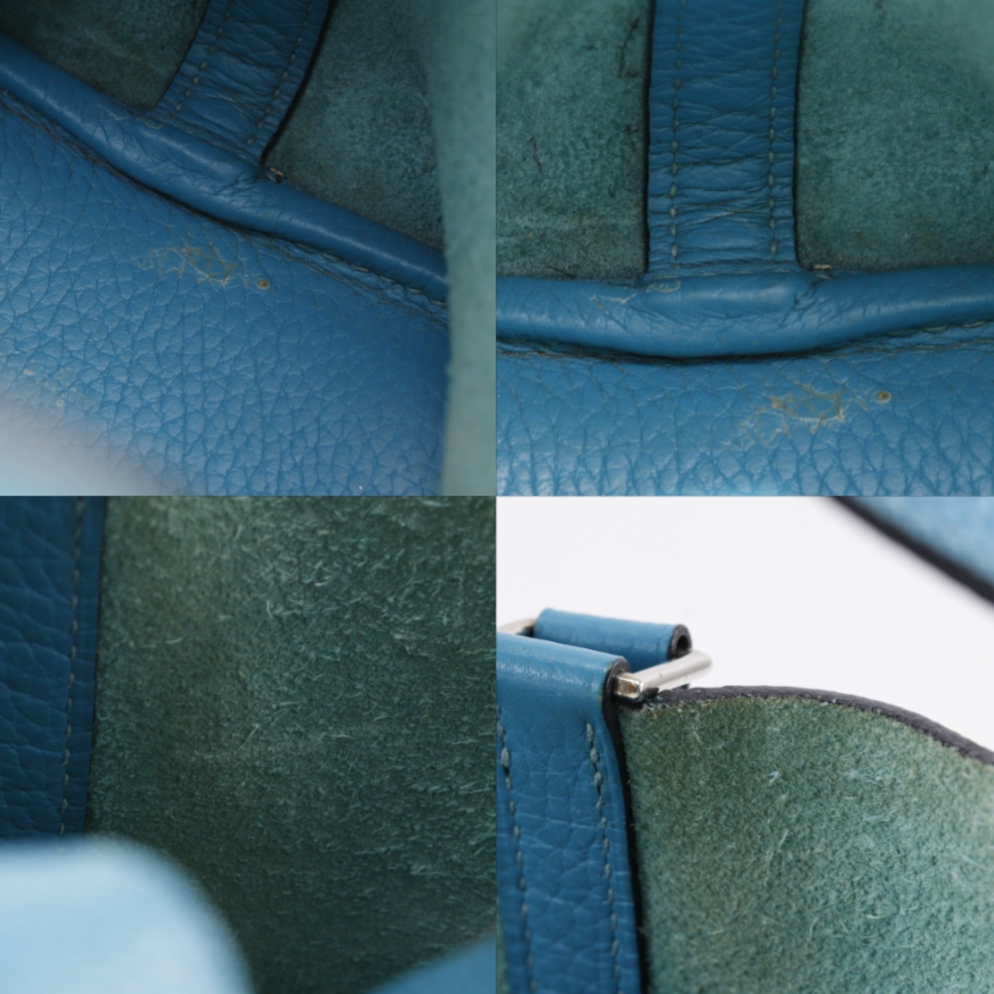 Hermes Blue Green Taurillon Clemence Leather Handbag (Pre-Owned)