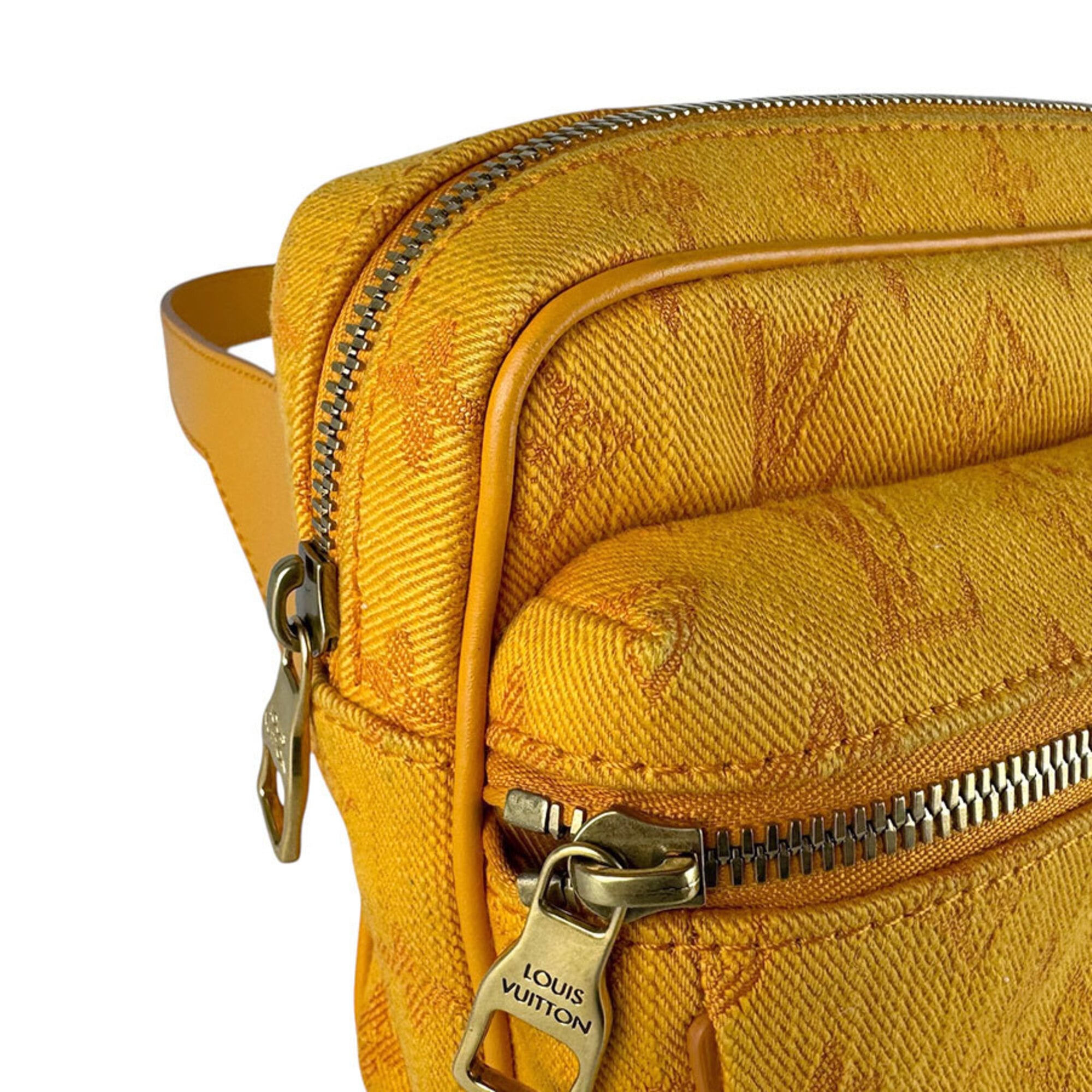 Louis Vuitton Gold Yellow Monogram Denim Pouch Sling Bag (Pre-Owned)