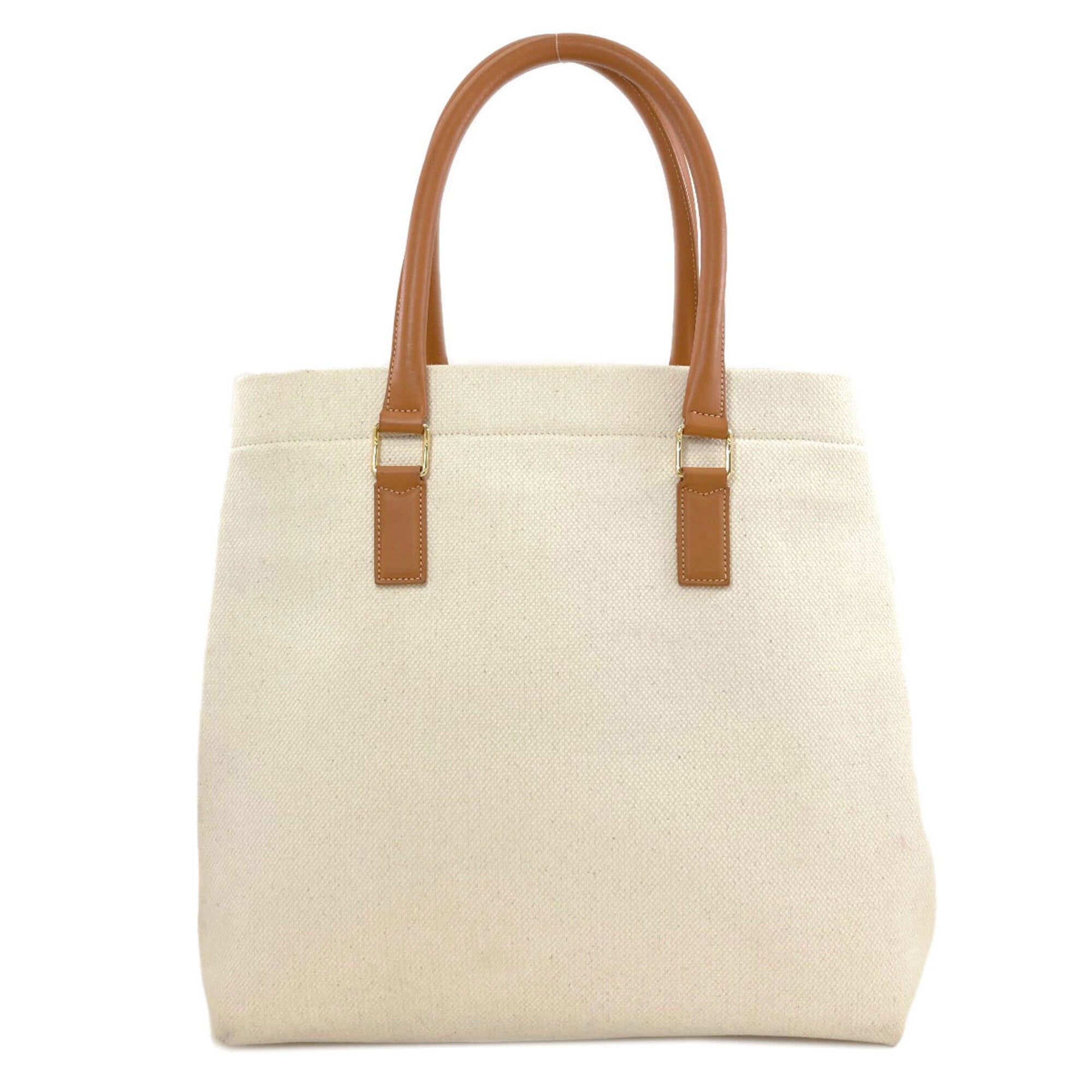 Celine Brown White Canvas Handbag (Pre-Owned)