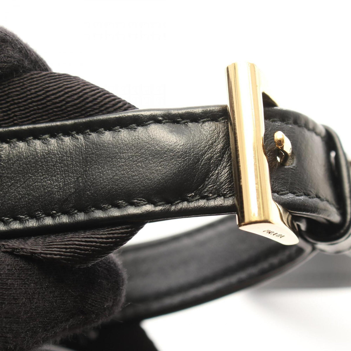 Prada Black Nylon Leather Handbag Shoulder Bag (Pre-Owned)