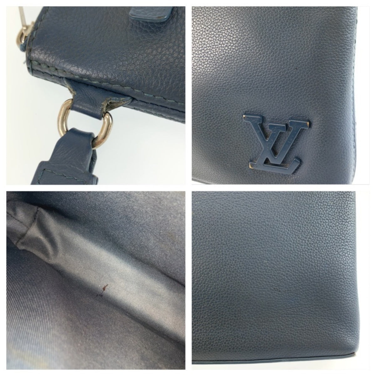 Louis Vuitton Blue Leather Clutch Bag Pochette (Pre-Owned)
