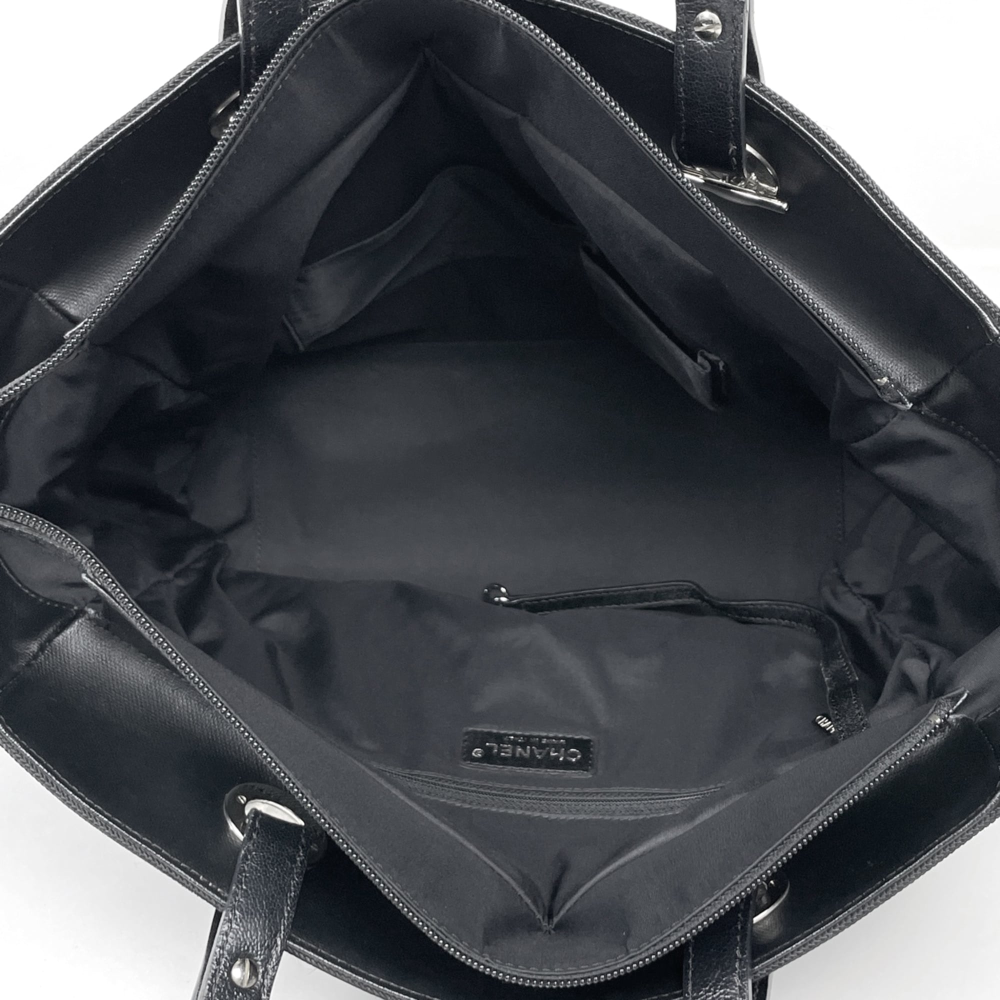 Chanel Black Coated Canvas Leather Tote Bag (Pre-Owned)