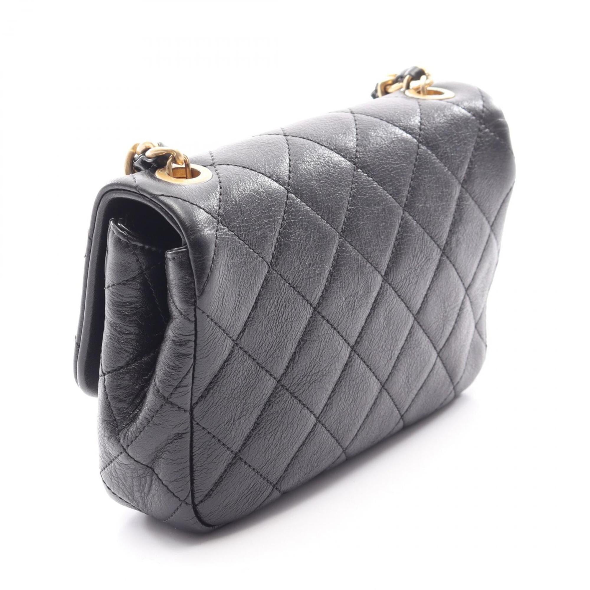 Chanel Black Leather Handbag Shoulder Bag (Pre-Owned)