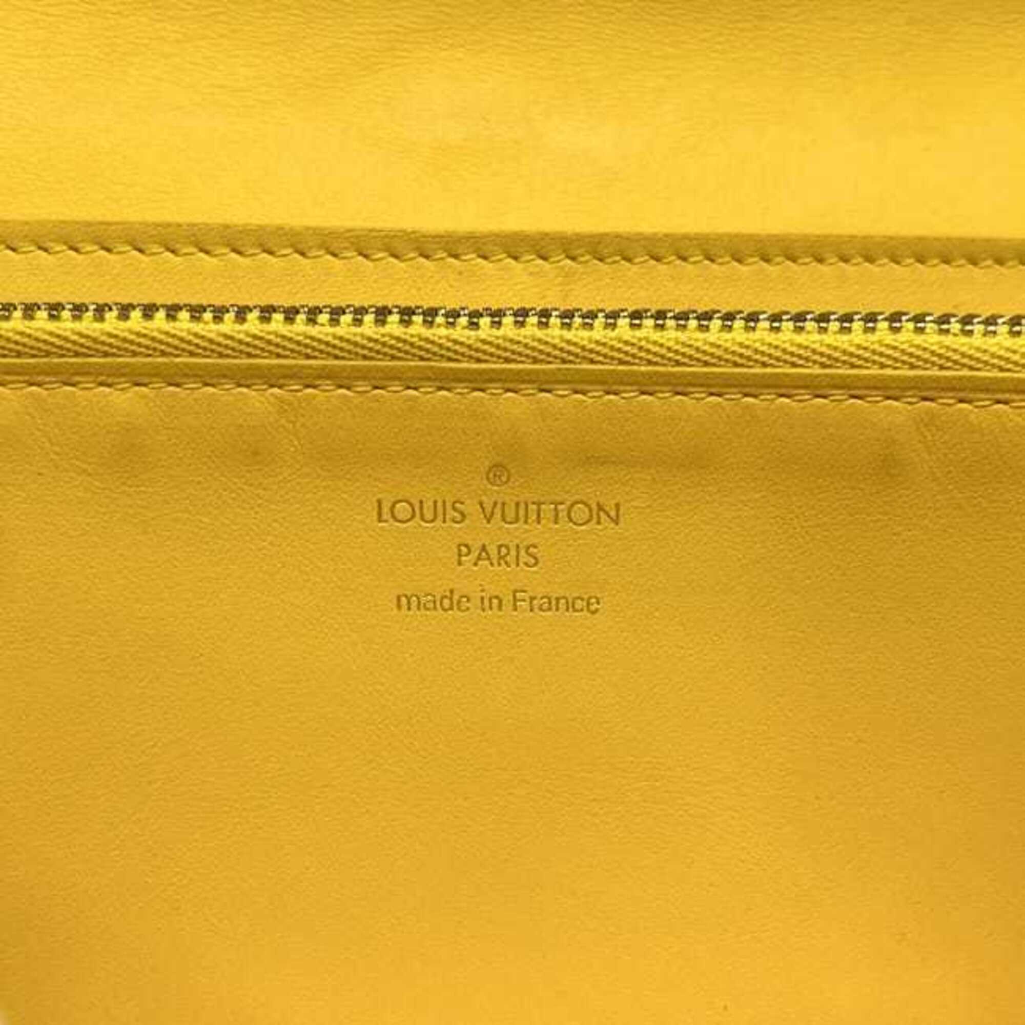 Louis Vuitton Beige Brown Yellow Canvas Leather Long Wallet (Bi-Fold) (Pre-Owned)