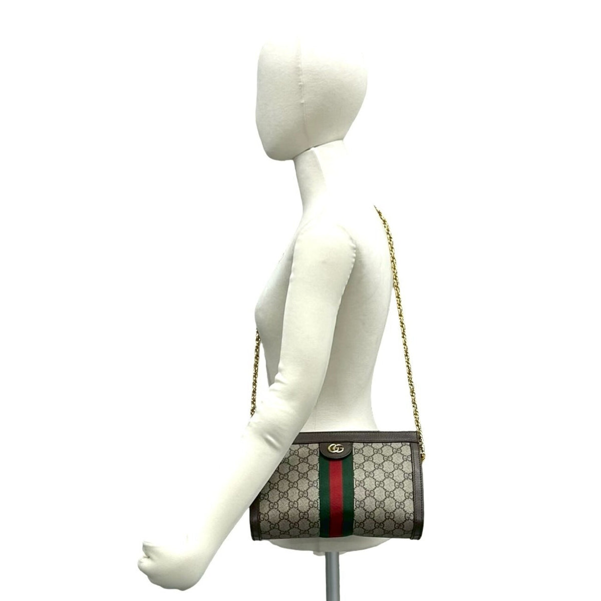 Gucci Brown Green Red Color Leather Pvc Pochette Shoulder Bag (Pre-Owned)