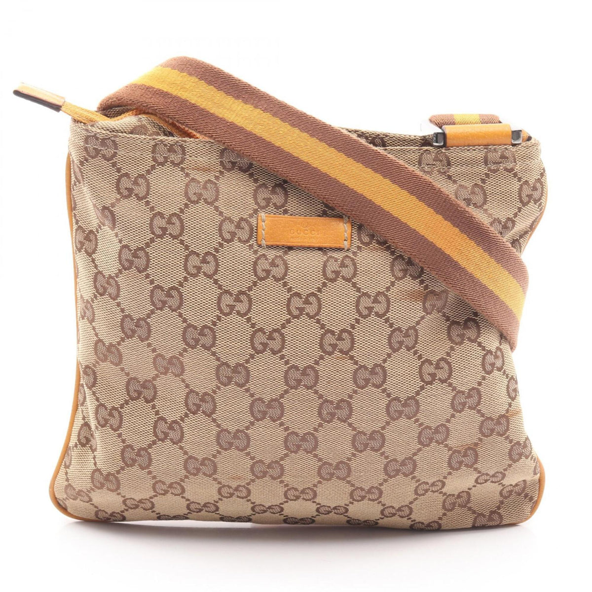 Gucci Gg Canvas Beige Yellow Gg Canvas Leather Handbag Shoulder Bag (Pre-Owned)