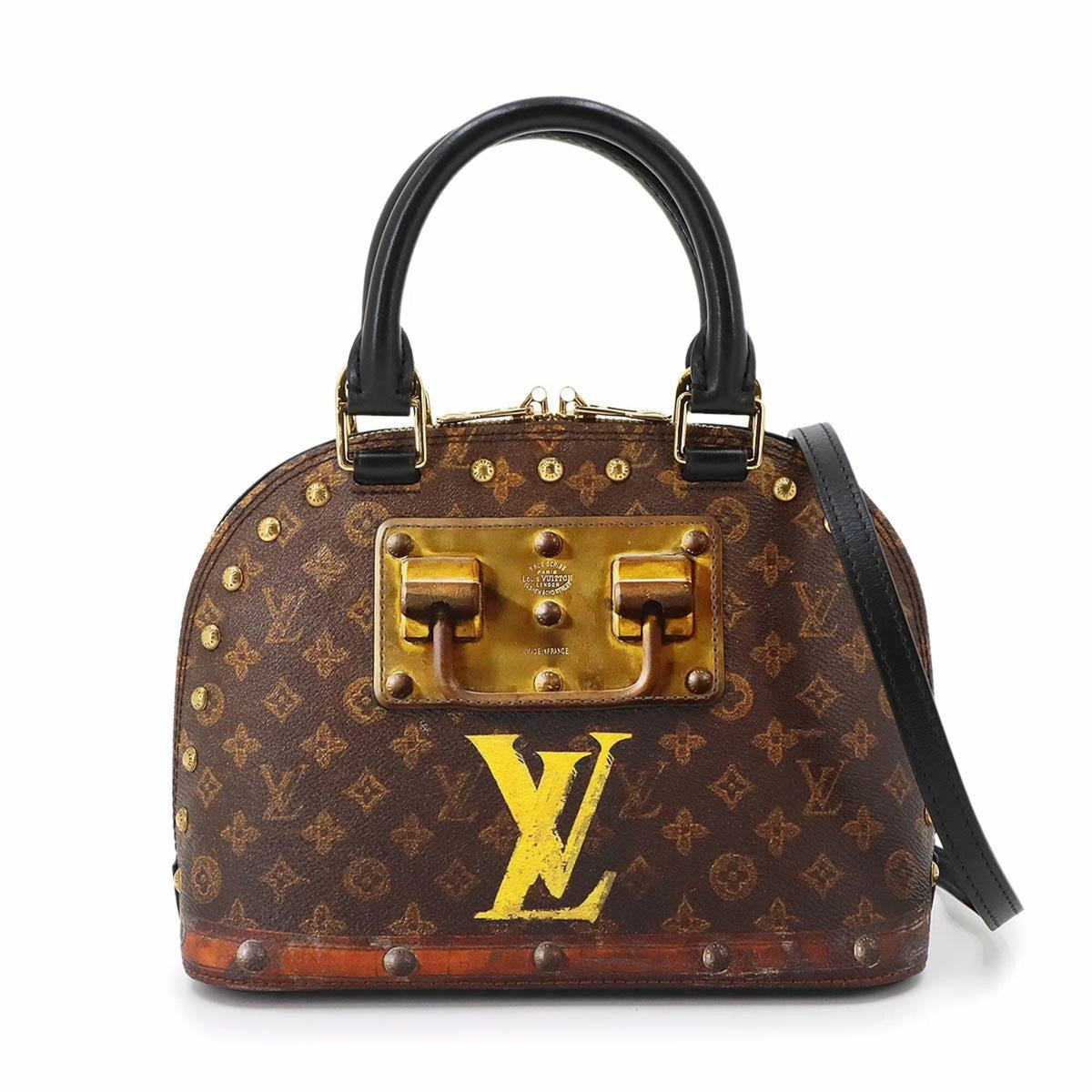 Louis Vuitton Brown Monogram Canvas Leather Handbag (Pre-Owned)