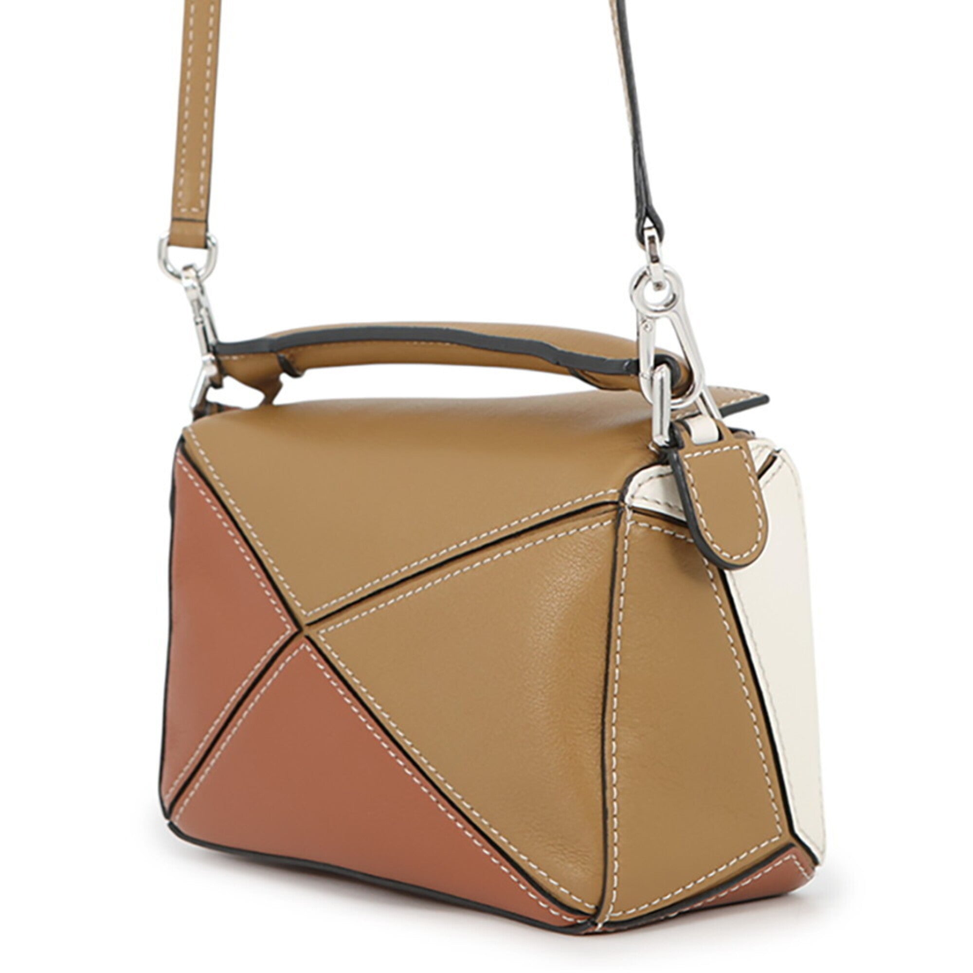 Loewe Beige Brown White Leather Handbag Shoulder Bag (Pre-Owned)