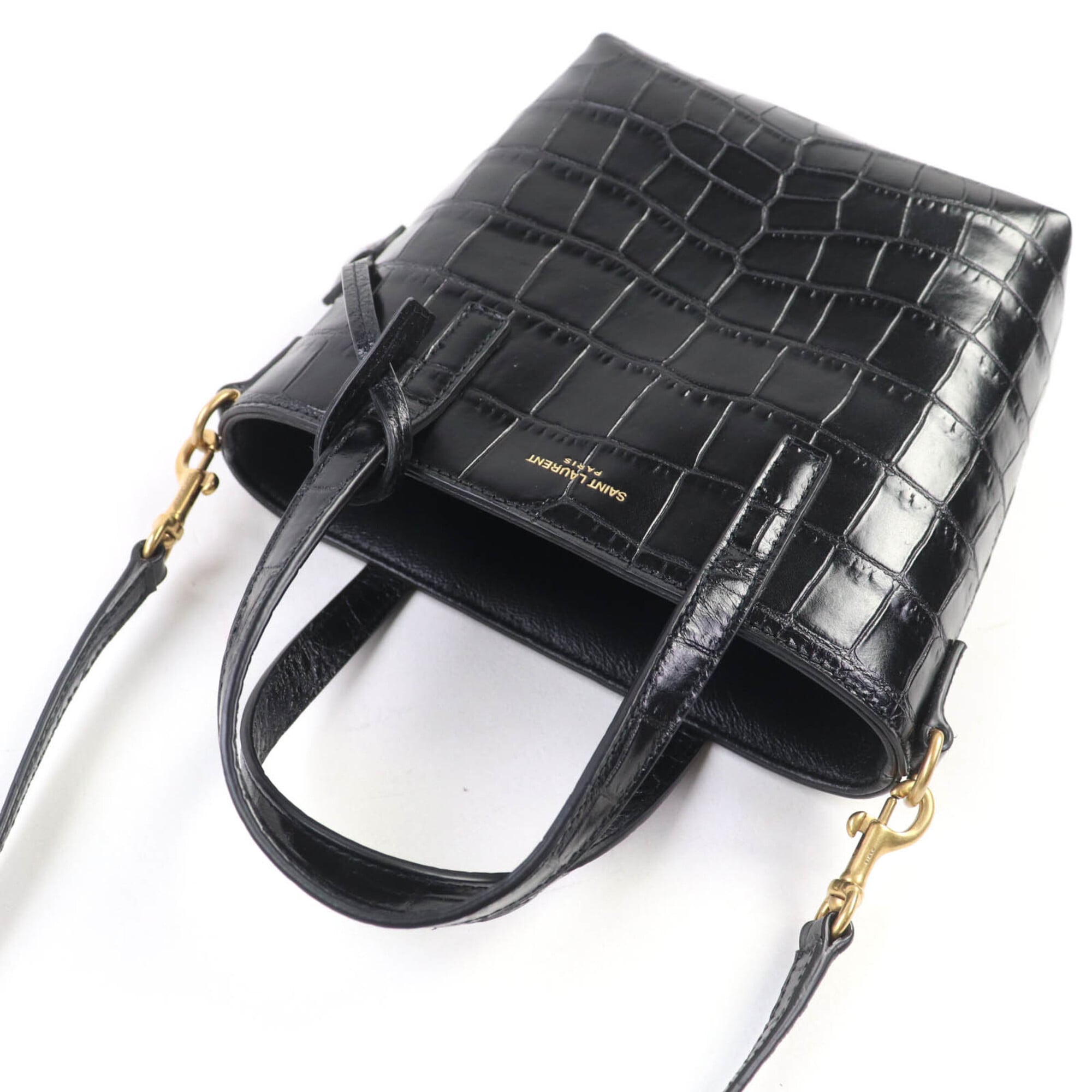 Saint Laurent Black Leather Handbag Shoulder Bag (Pre-Owned)
