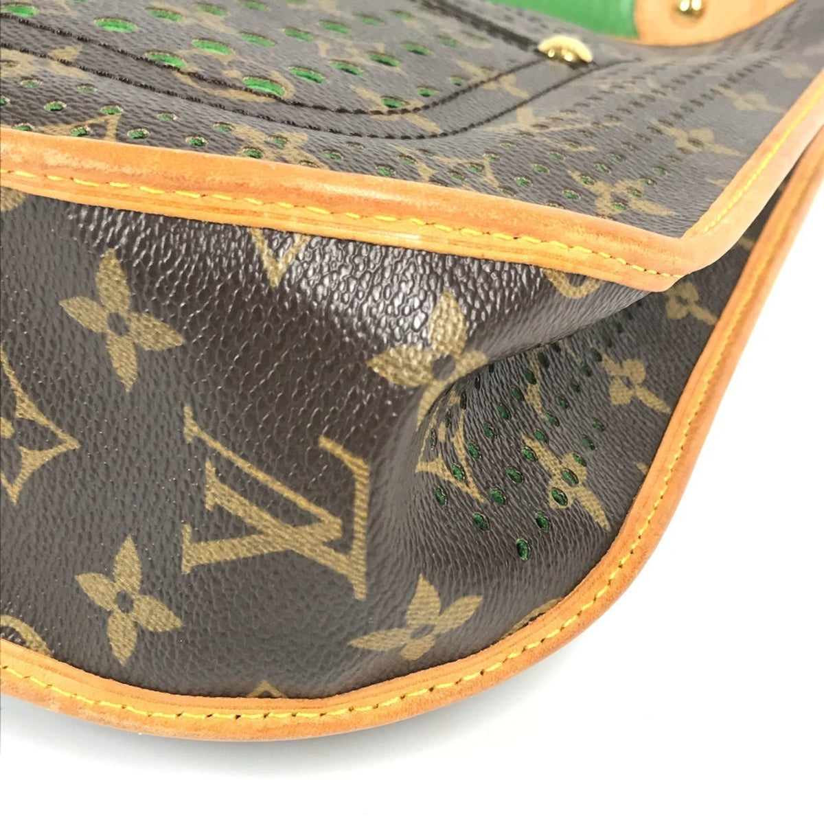 Louis Vuitton Brown Green Monogram Perforated Shoulder Bag (Pre-Owned)