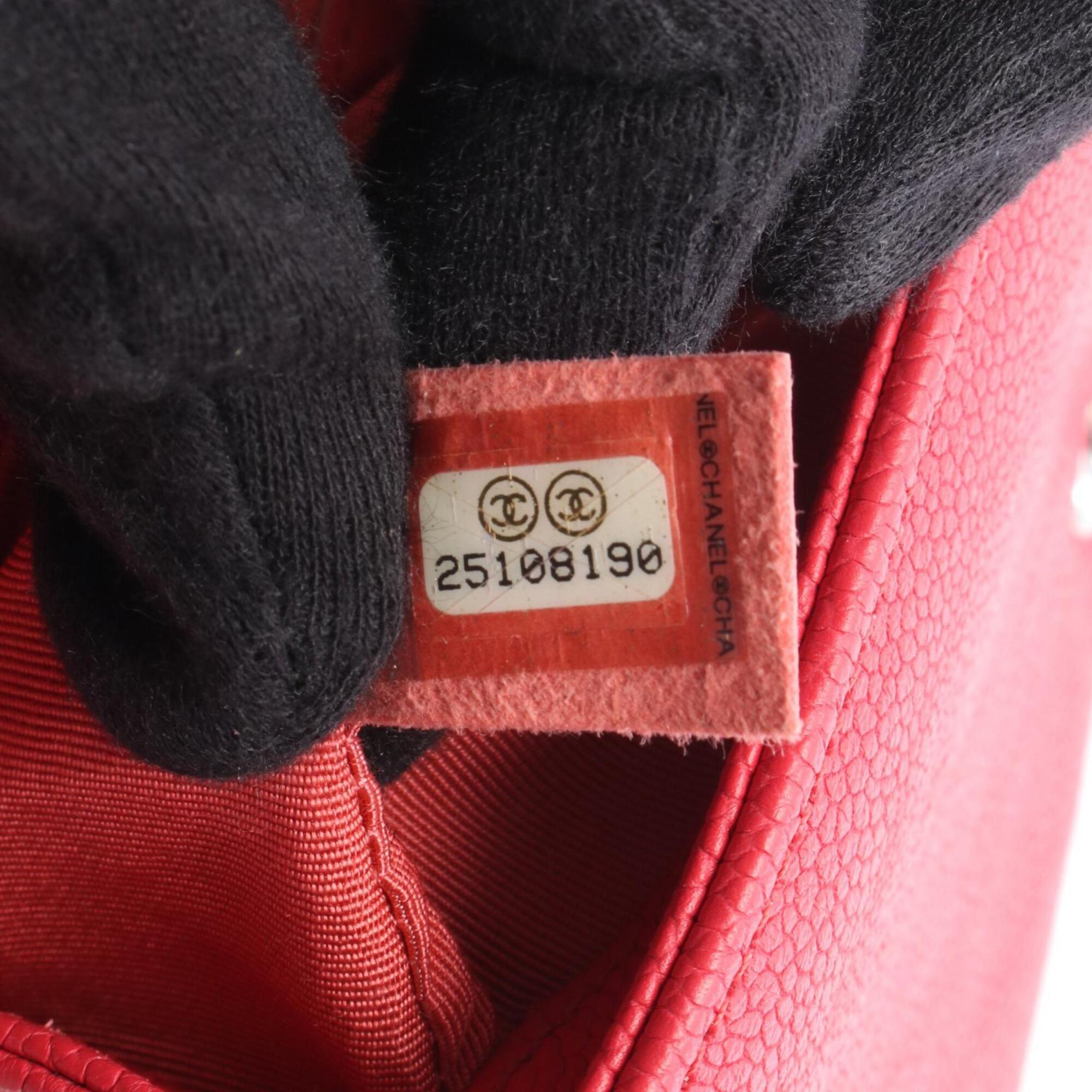 Chanel Red Color Grained Calfskin Handbag Shoulder Bag (Pre-Owned)