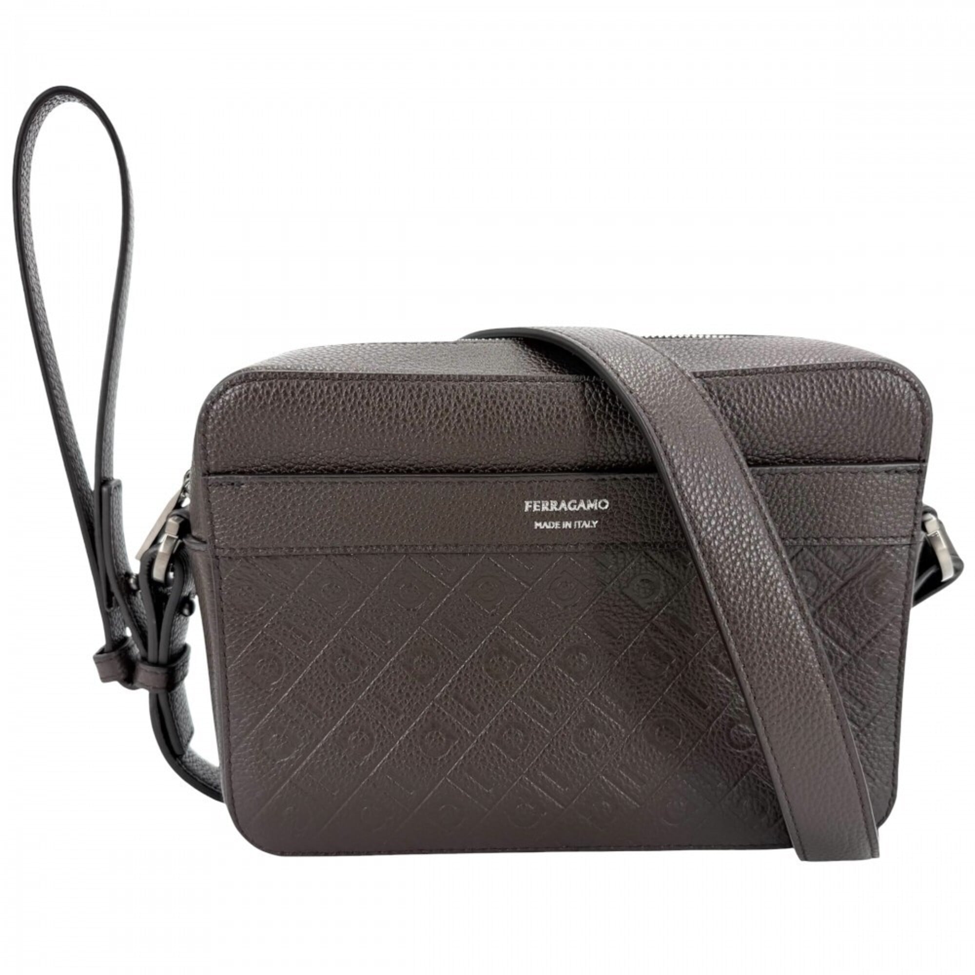 Salvatore Ferragamo Brown Leather Clutch Bag Shoulder Bag (Pre-Owned)