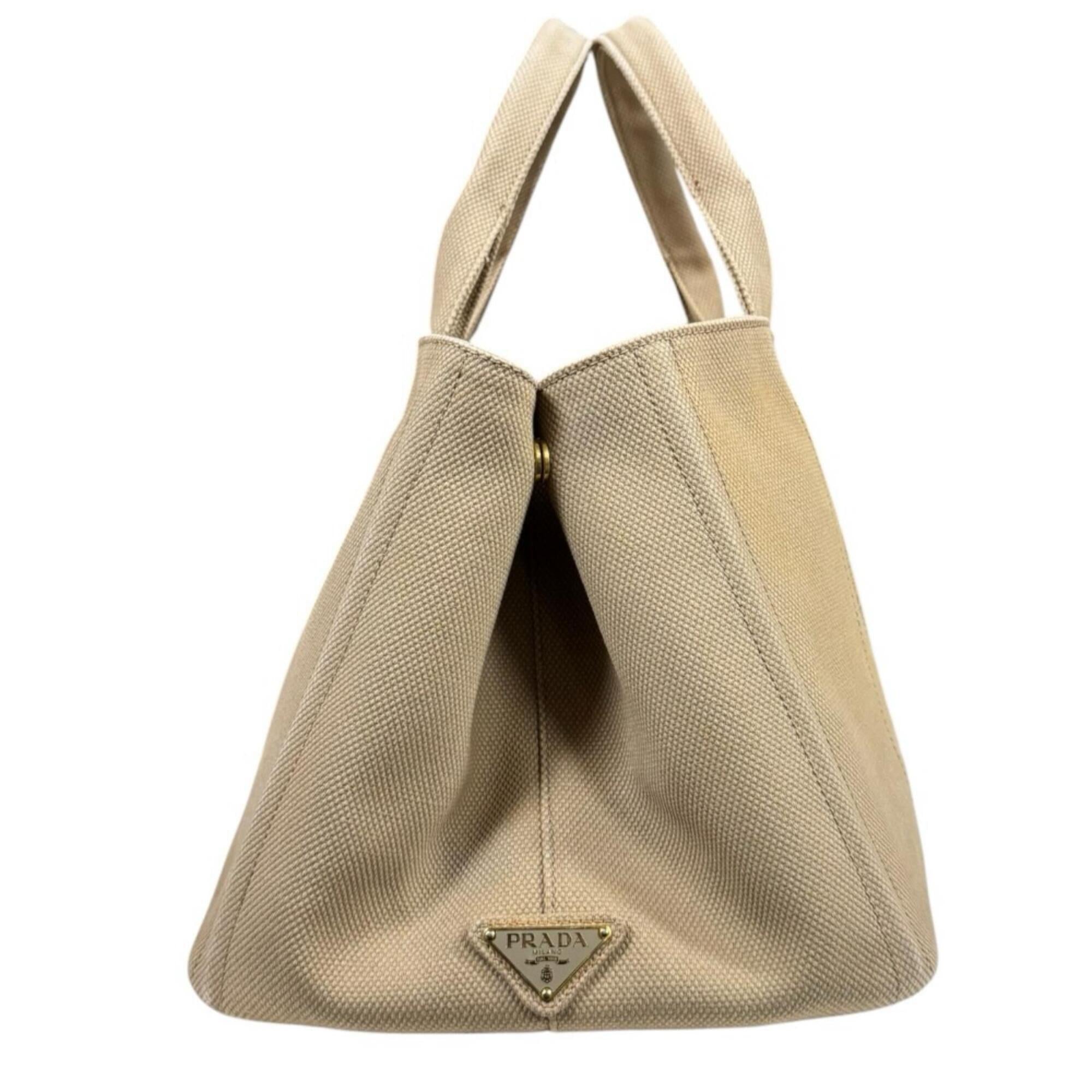 Prada Canapa Beige Canvas Handbag (Pre-Owned)